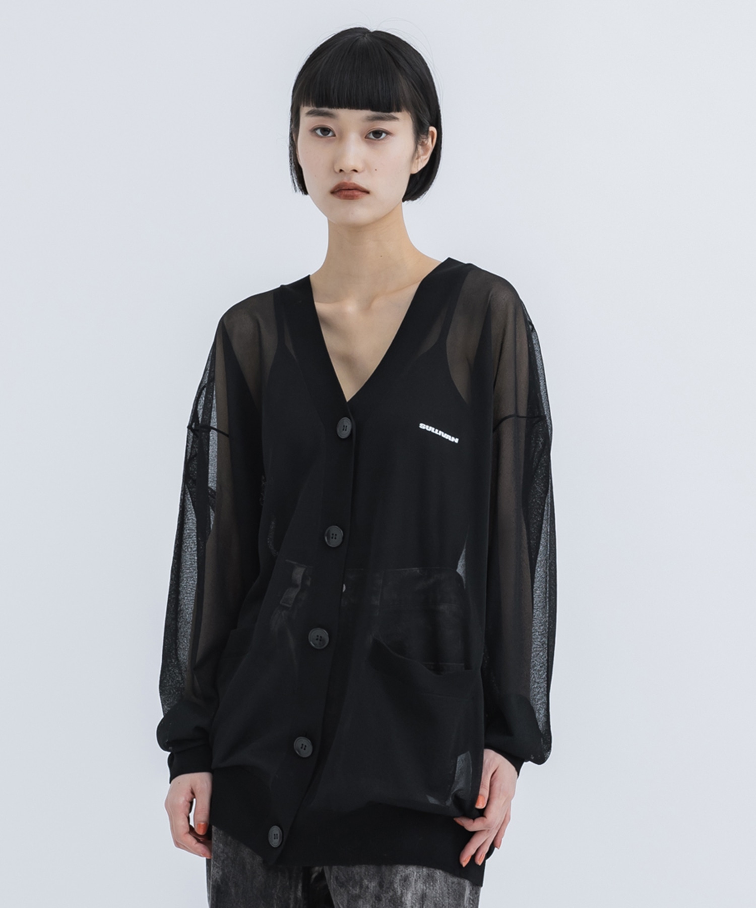 SEE-THROUGH KNIT CARDIGAN(S BLACK): JOHN LAWRENCE SULLIVAN