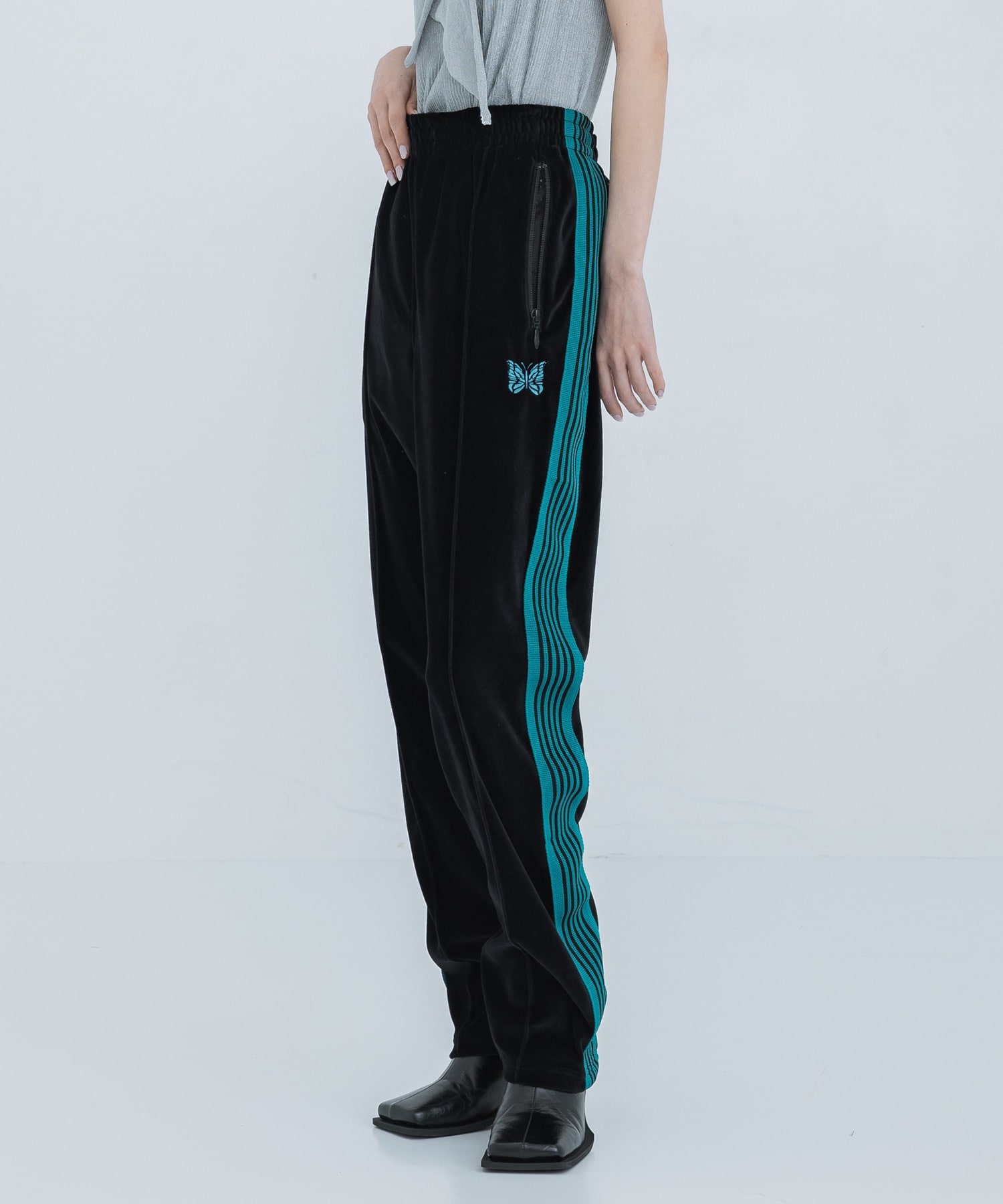 Narrow Track Pant - C/Pe Velour(XS BLACK): Needles: WOMENS 