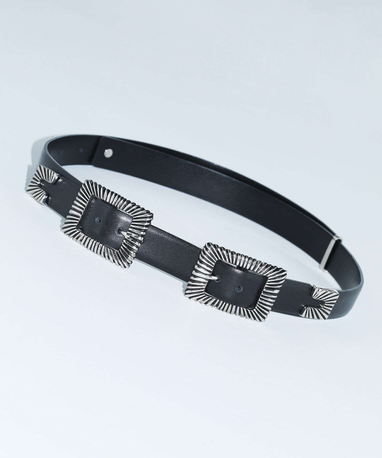 Double square buckle belt(FREE BLACK): TOGA PULLA: WOMENS 