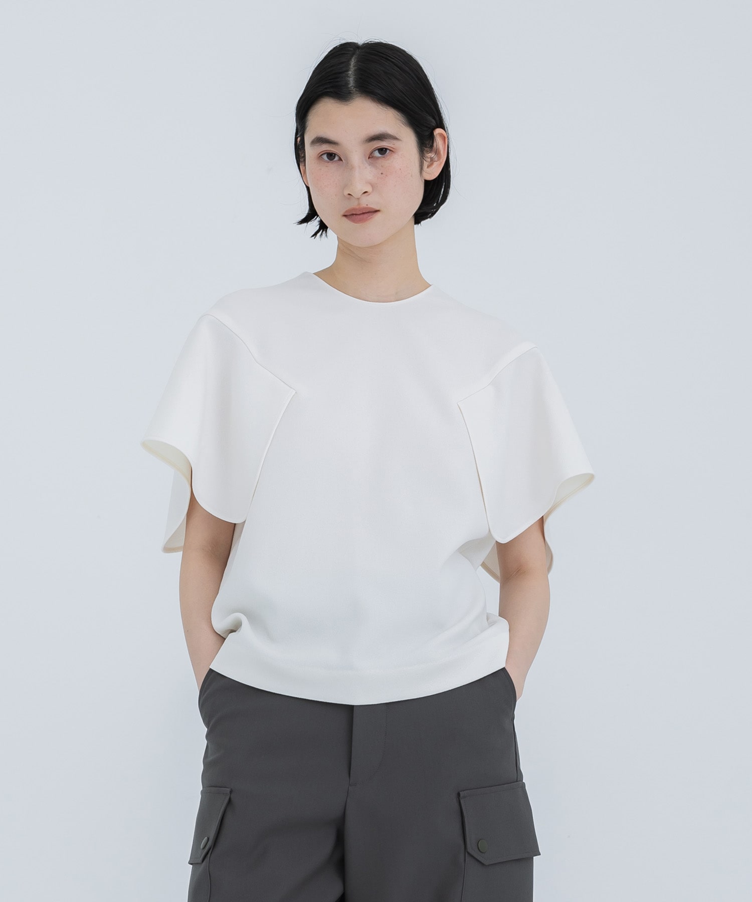 Eine panel sleeve pullover OW(2 OFF WHITE): AKIRANAKA: WOMENS 