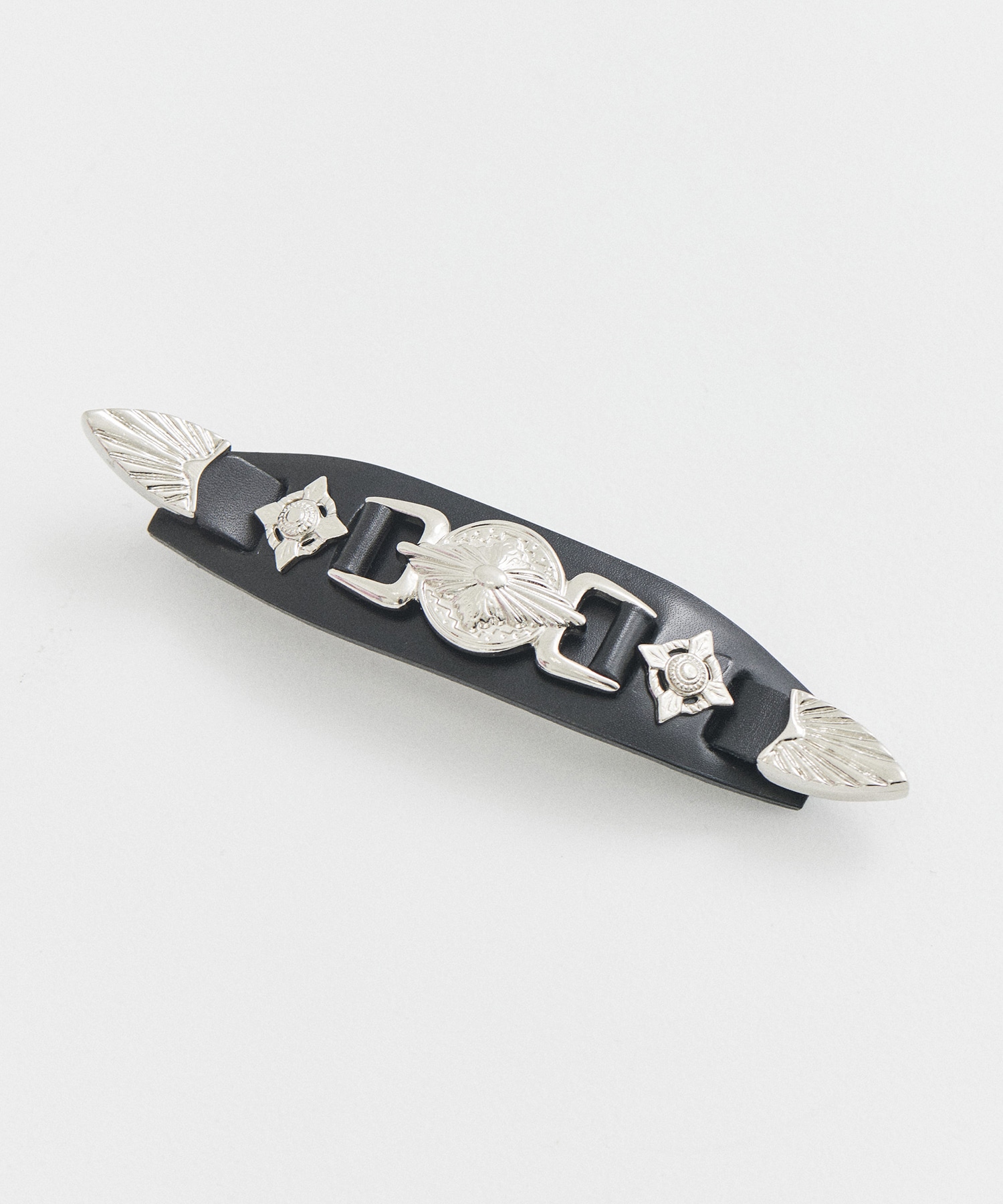 Metal leather barrette