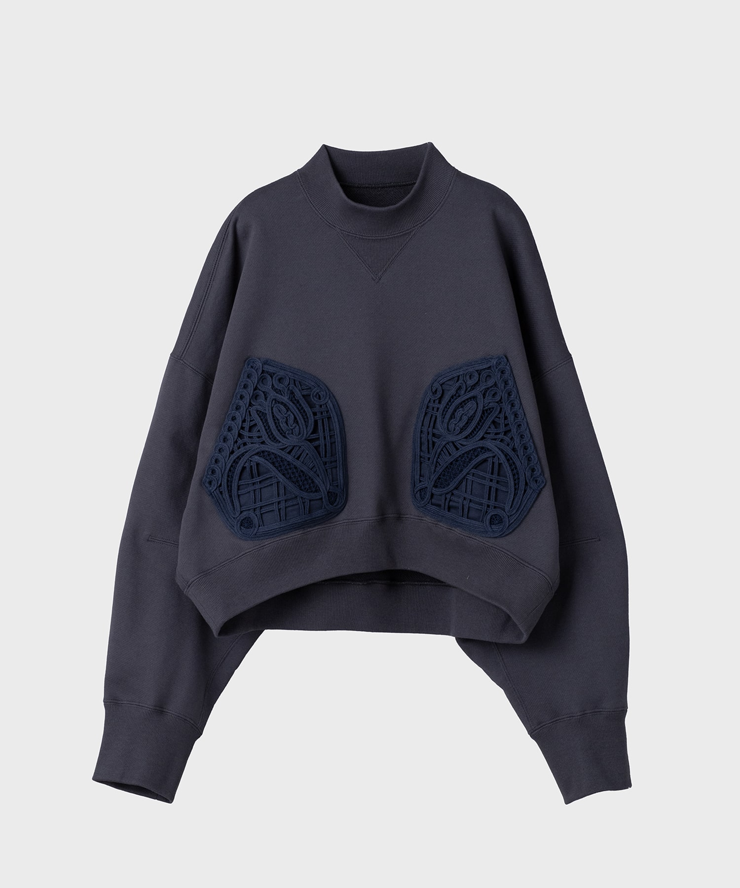 Cording Embroidery Cropped Sweatshirt(2 NAVY): Mame Kurogouchi 