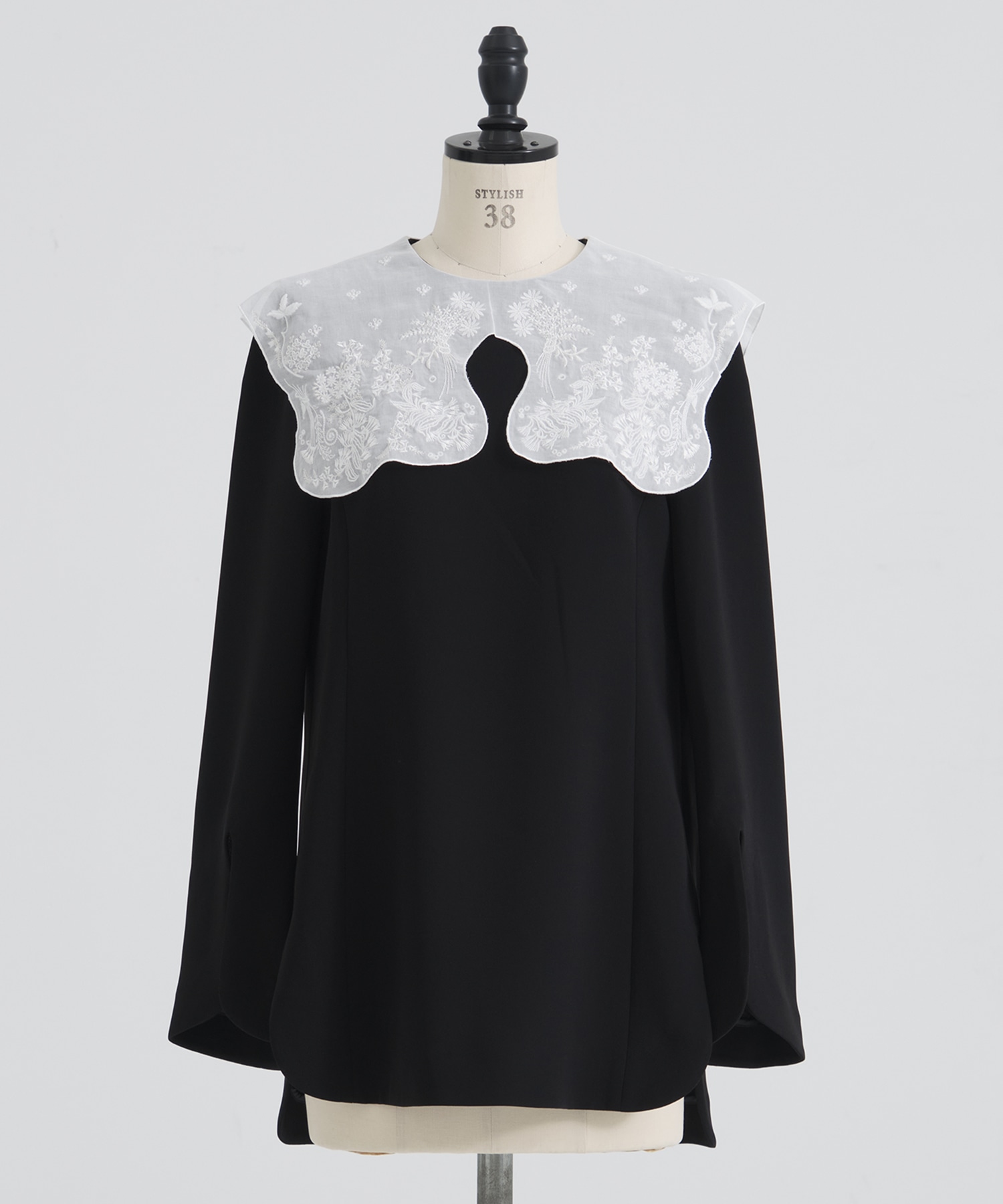 Triacetate Georgette Embroidery Collar Top Mame Kurogouchi