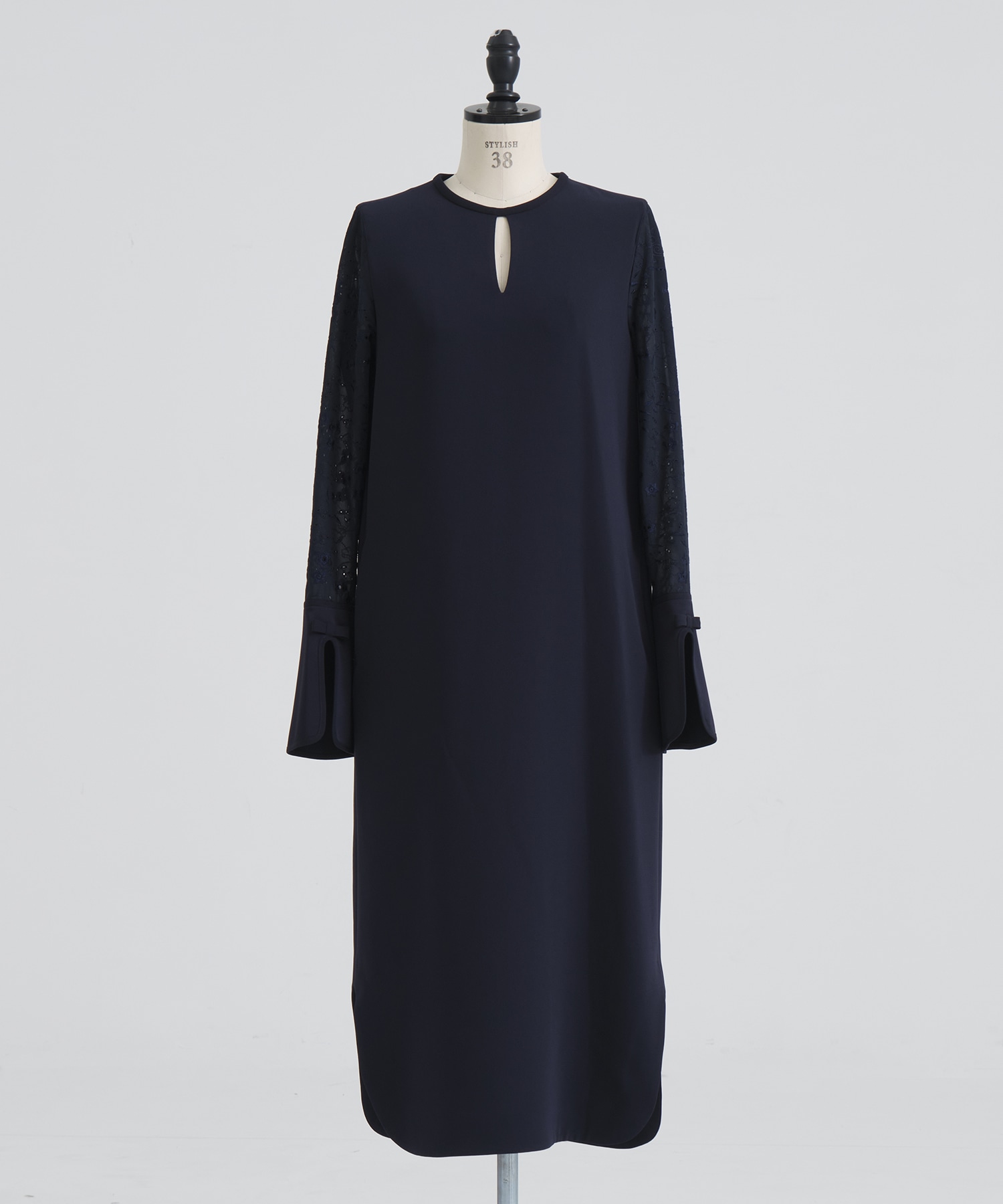 Triacetate Georgette Floral Embroidery Sleeve Classic Dress