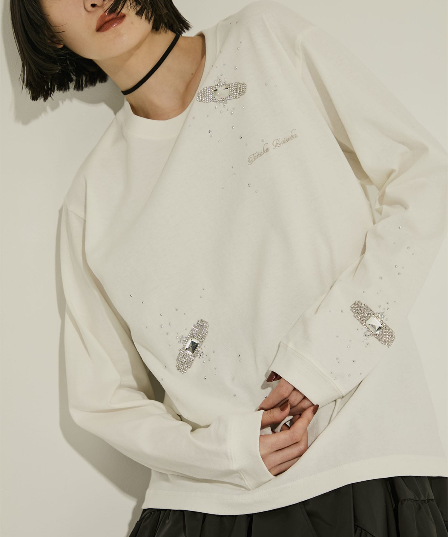 Bijou Aid long sleeve T-shirt White(2 WHITE): tanakadaisuke