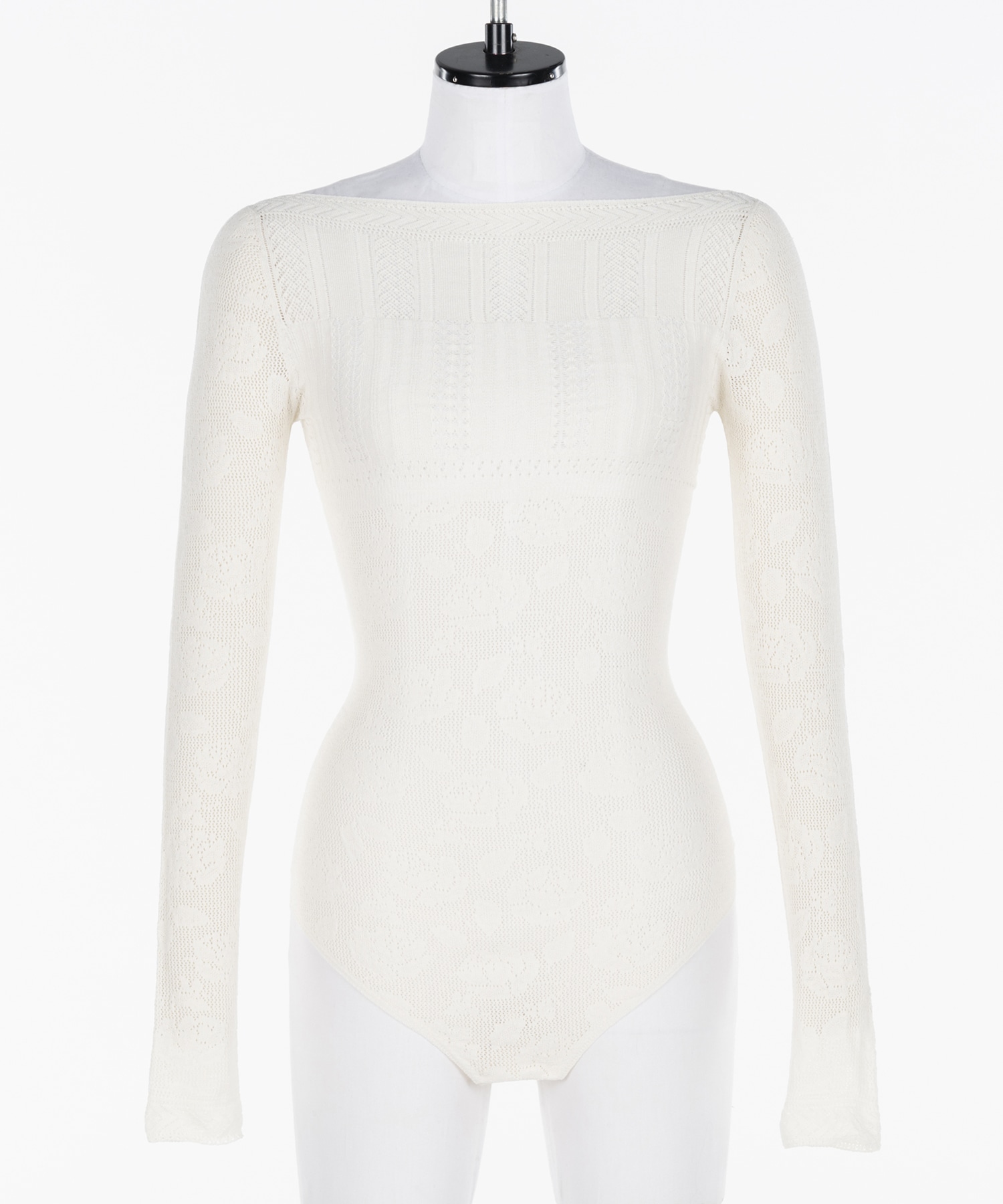 Rose pattern lace-knit bodysuit(38 WHITE): FETICO: WOMENS