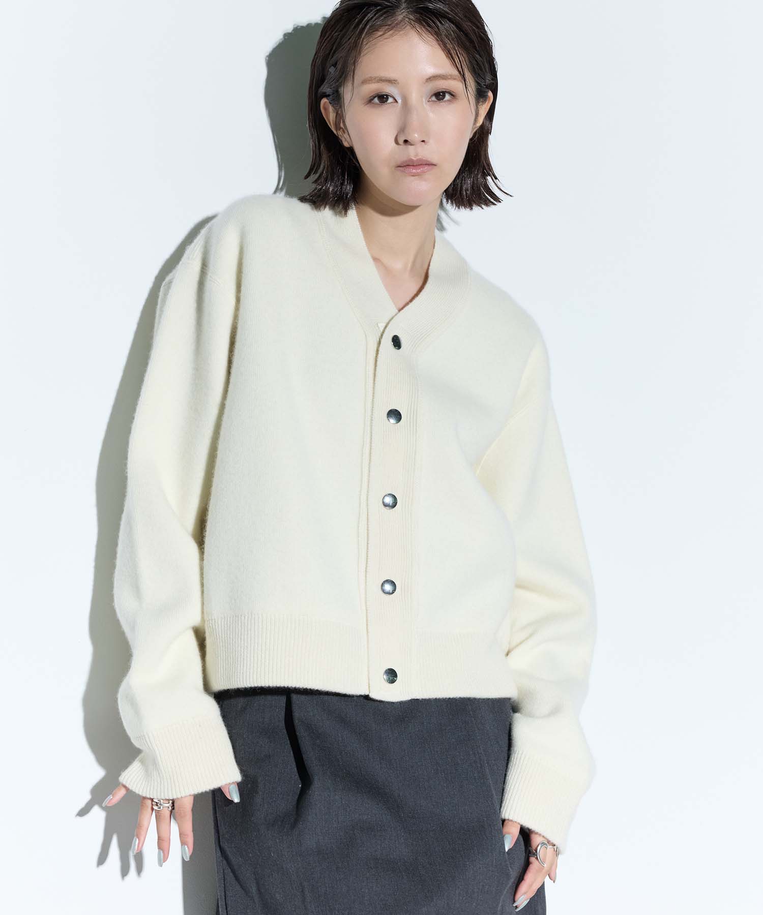 RERACS SNAP BUTTON KNIT CARDIGAN(FREE ECRU): THE RERACS: WOMENS