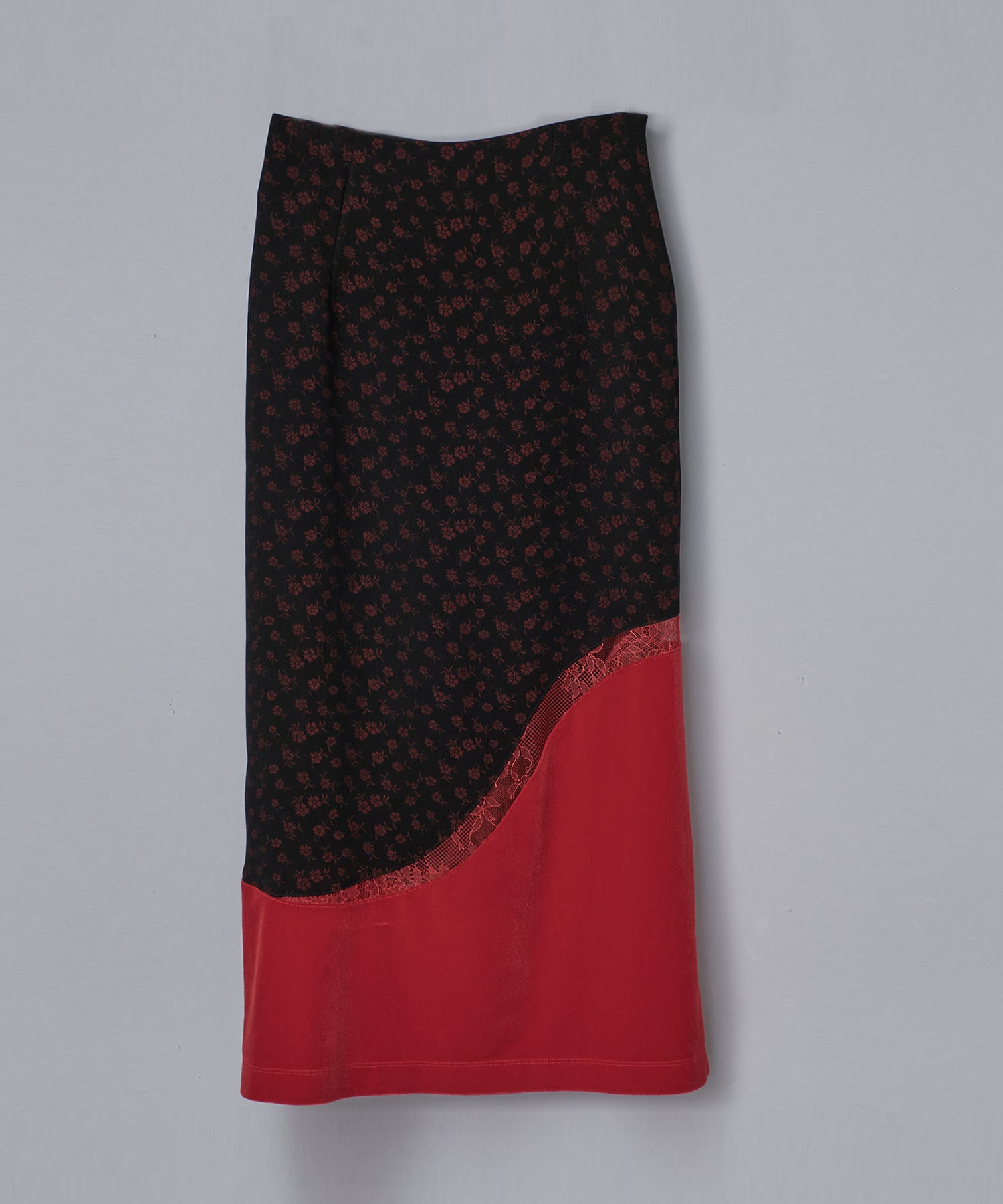 Cupro Triacetate Floral Jacquard Skirt(1 BLACK): Mame