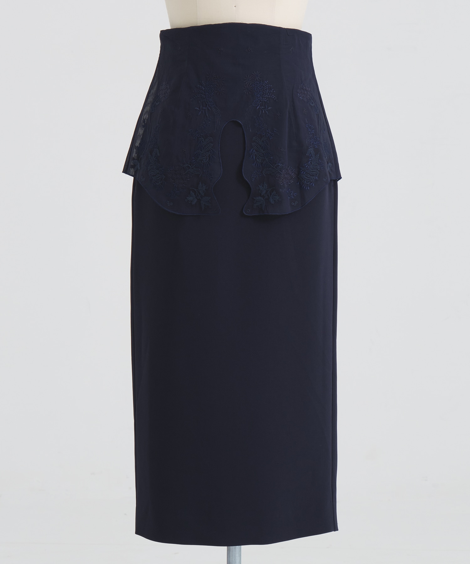 Triacetate Georgette Embroidery Peplum Skirt