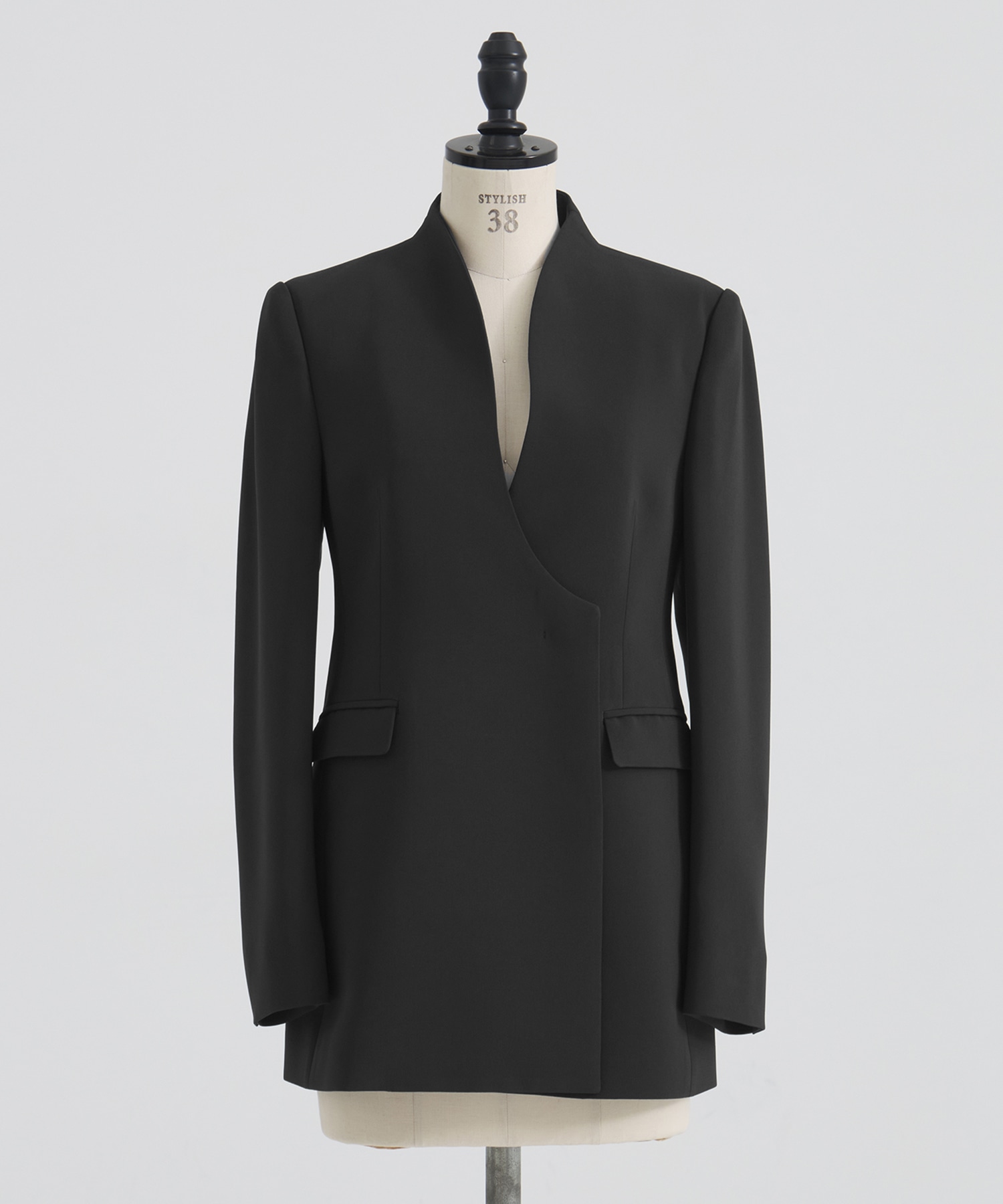 Acetate Polyester Collarless Double Breasted Suit Jacket