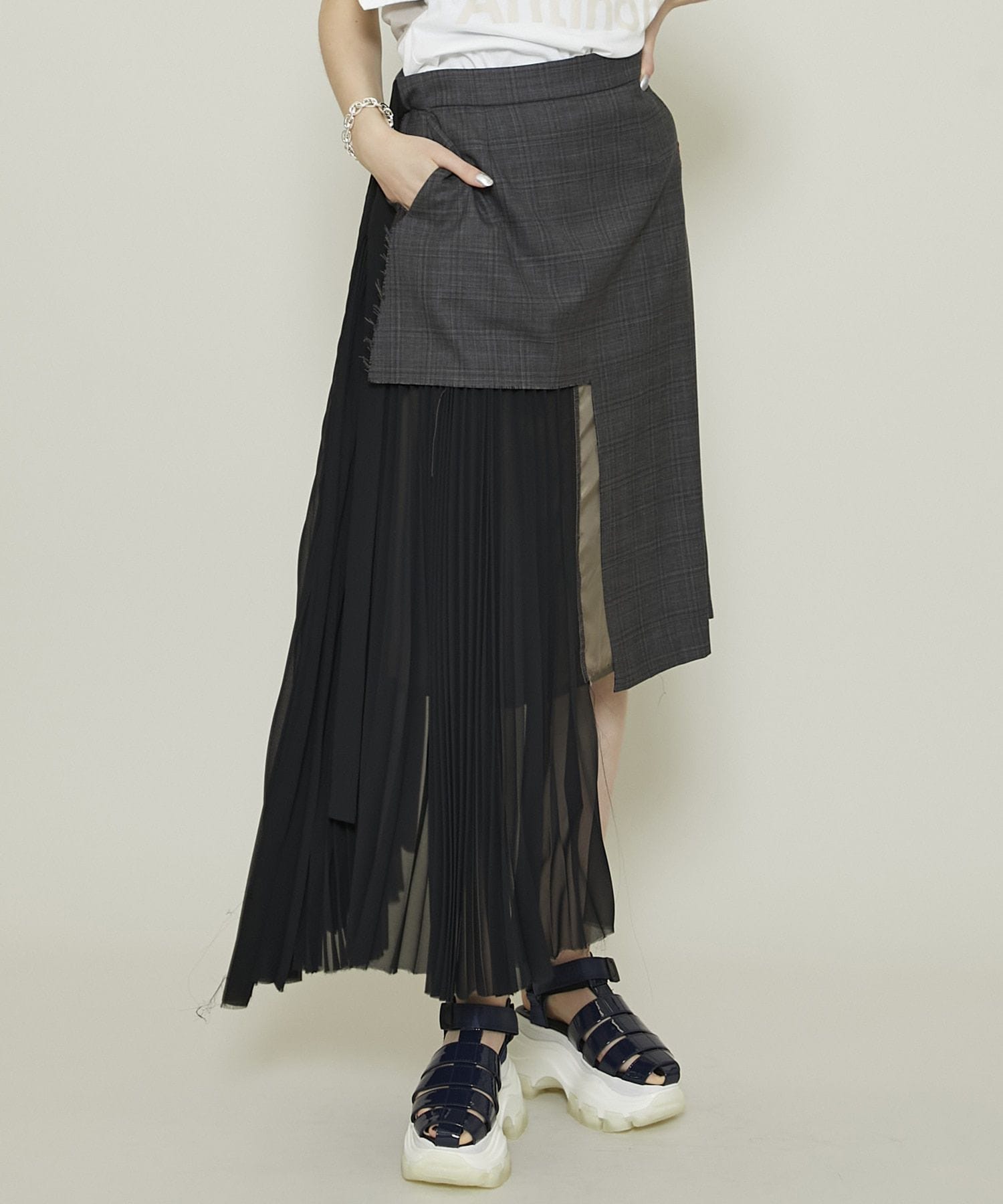プリーツスカートドッキングカットオフスカート B06sk113 36 Grey Maison Mihara Yasuhiro Womens Studious Online公式通販サイト