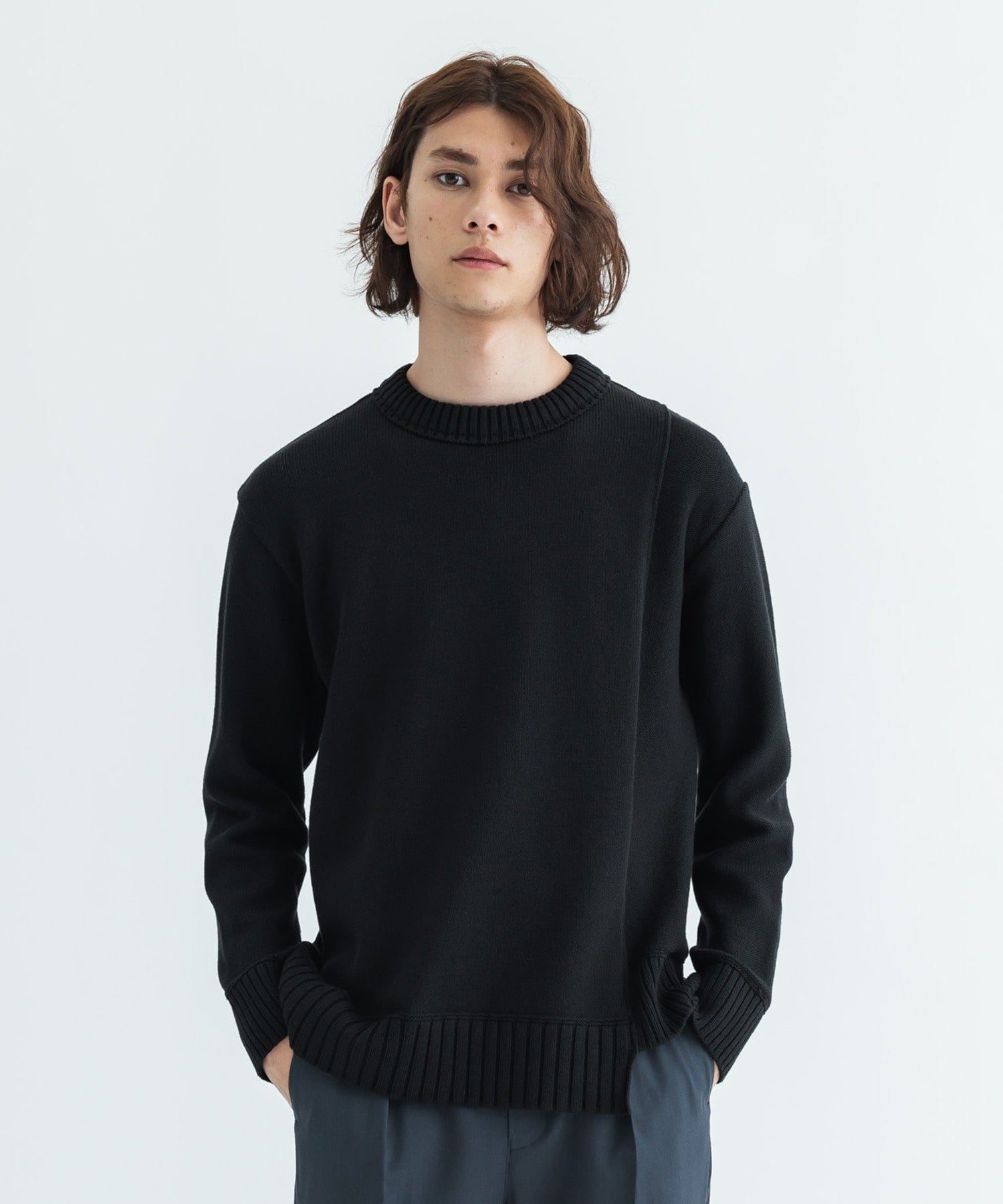 INSIDE OUT COTTON KNIT PULLOVER