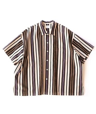 Short sleeve big shirt 壱 - Multi Stripe