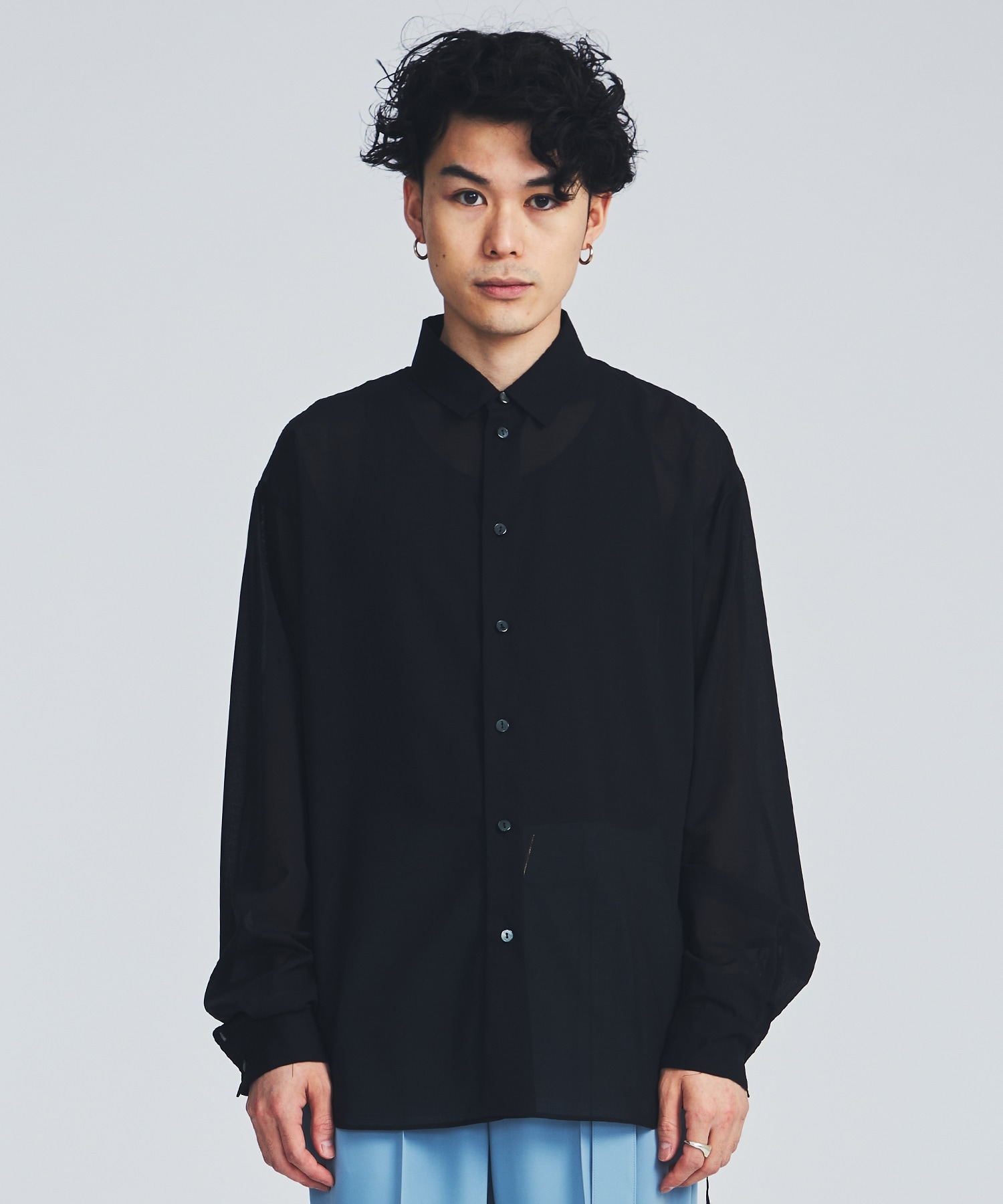 WOOL VOILE SHEER L/S SHIRT