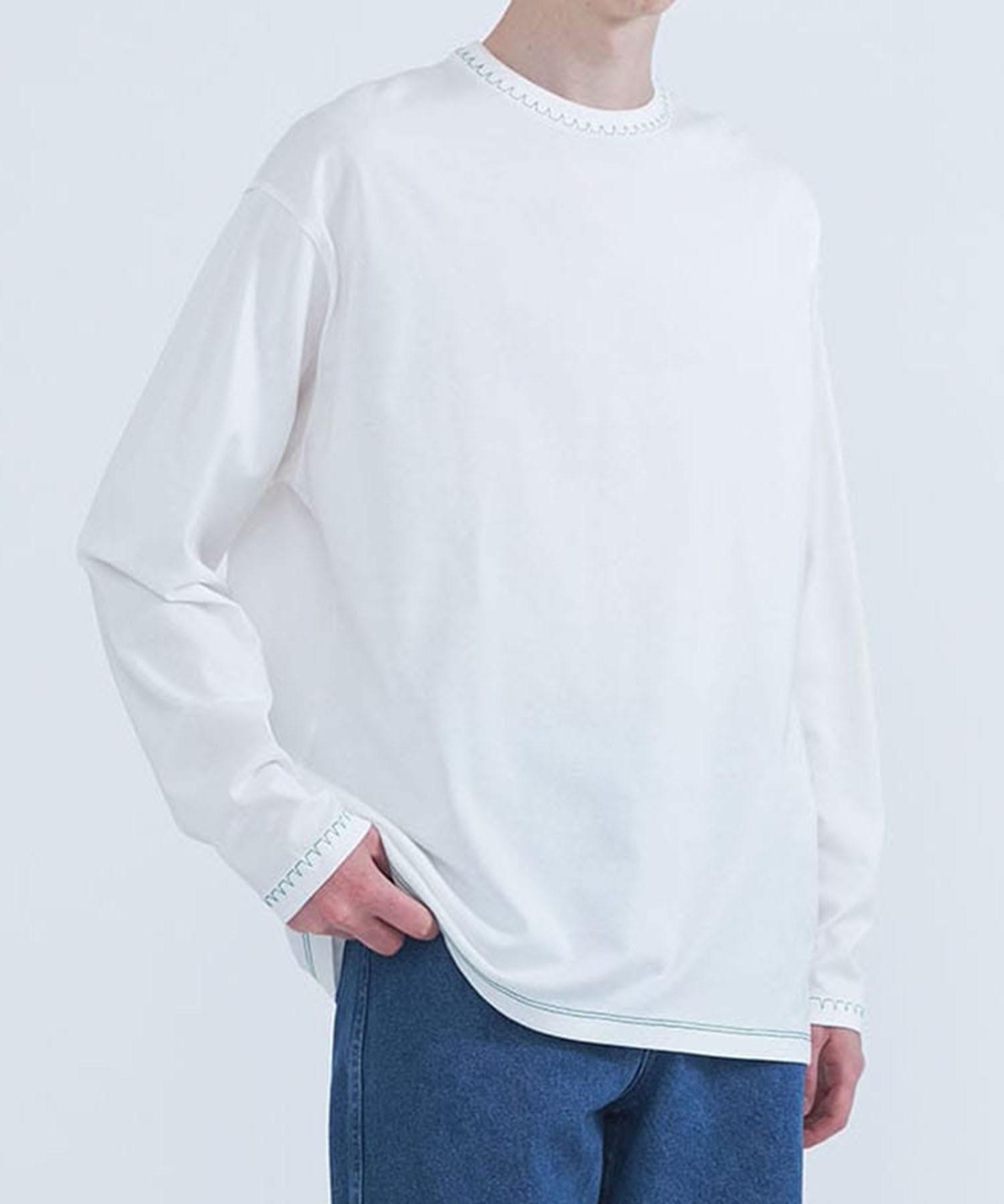 BLANKET STITCH L/S TEE