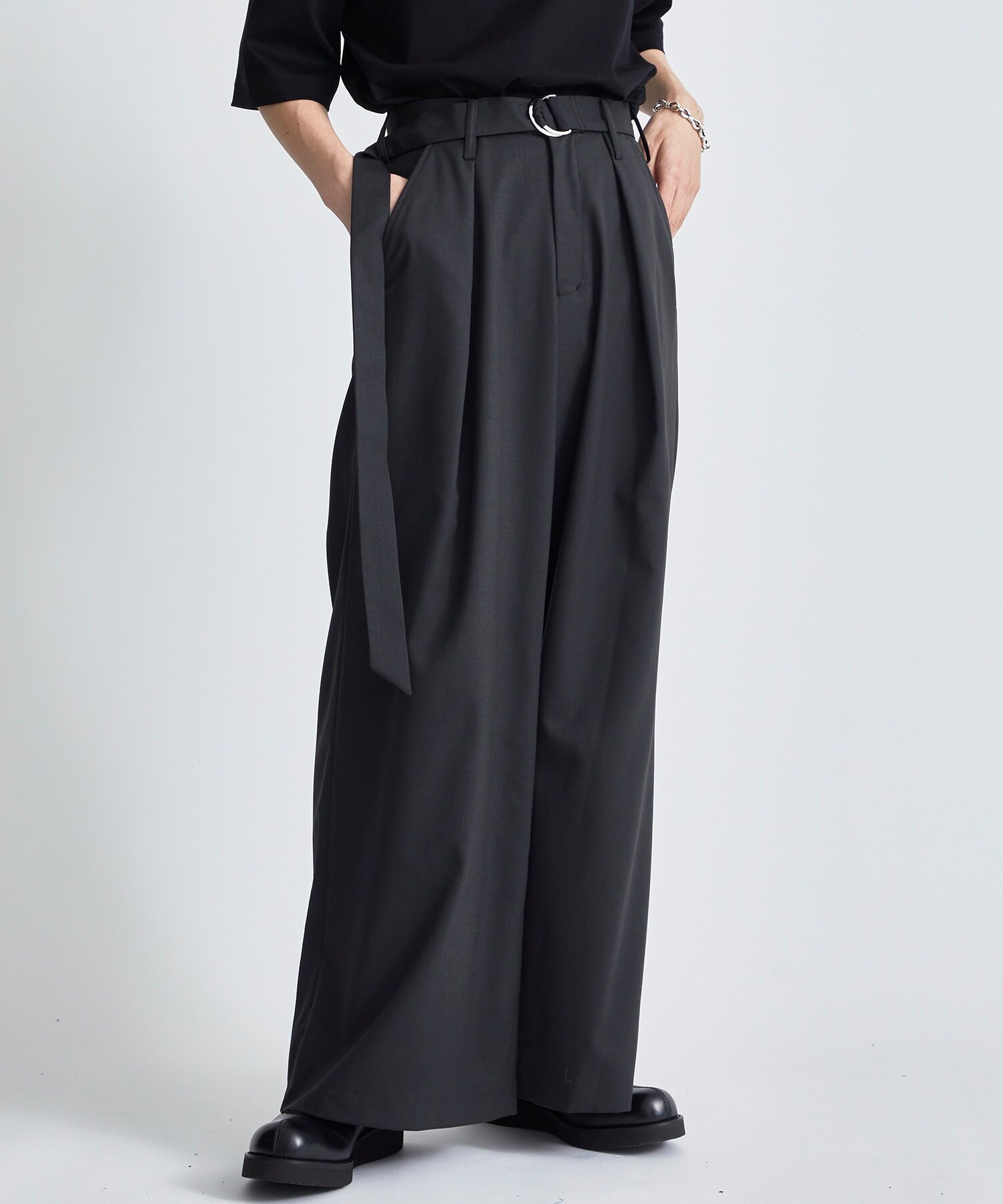 TW BELTED WIDE PANTS