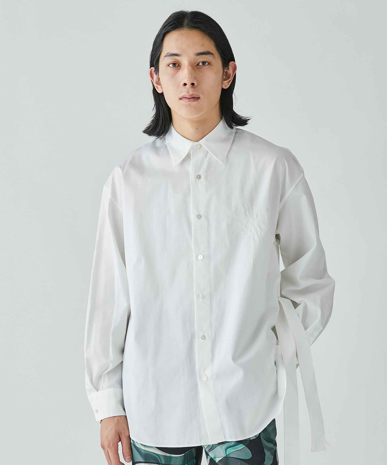 FLOWER EMBROIDERY L/S OVER SHIRT