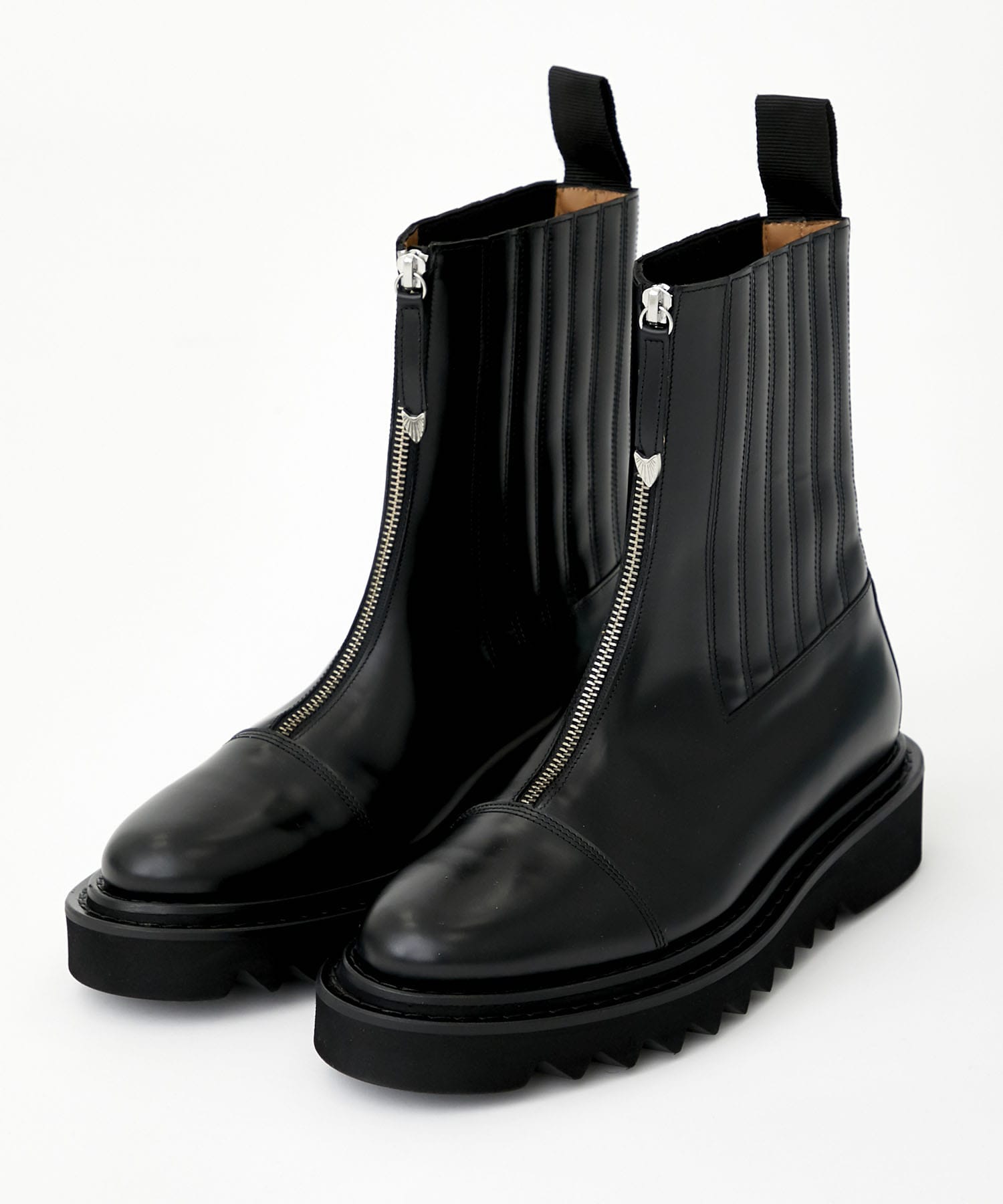 FRONT ZIP BOOT BLACK LEATHER