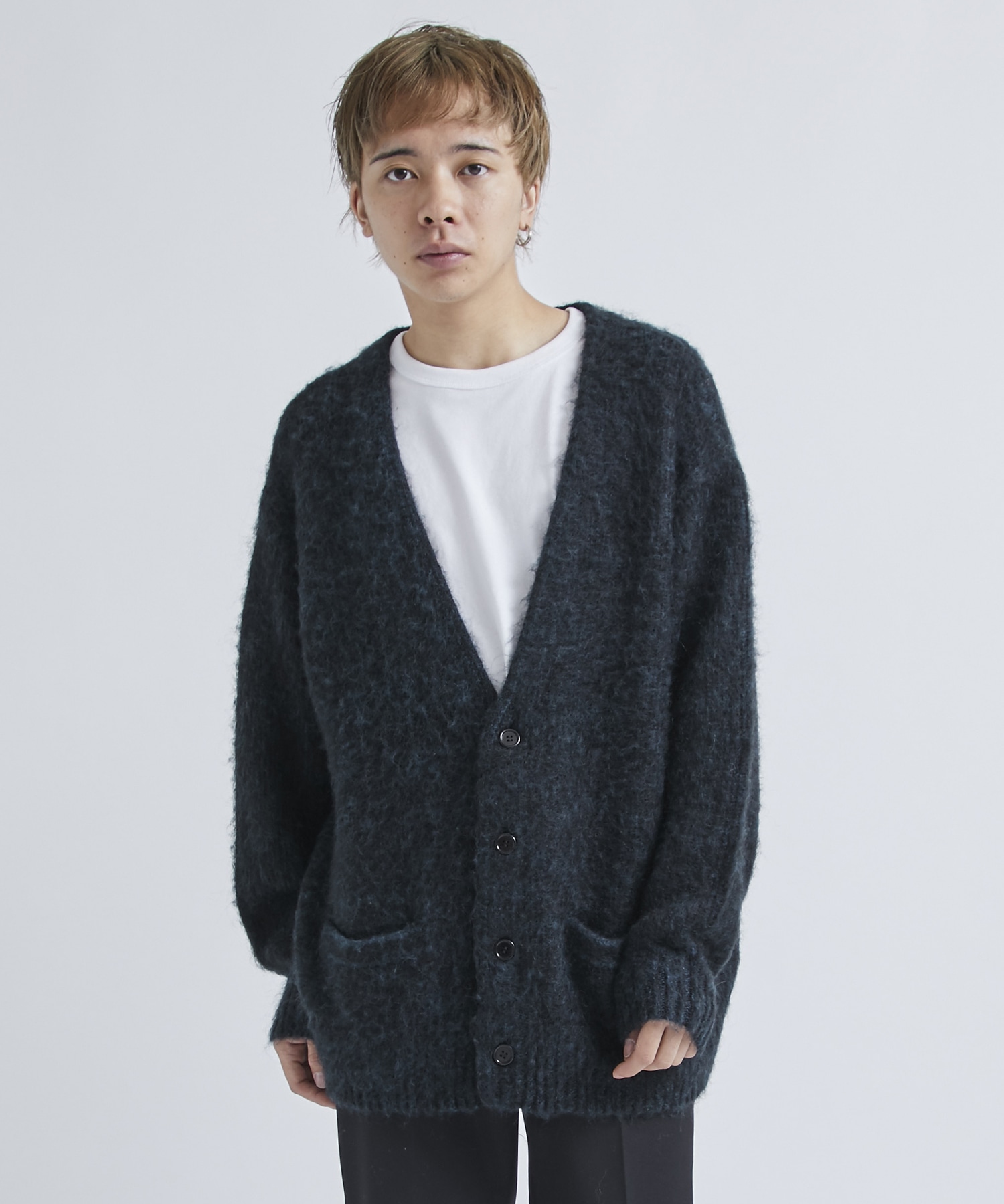 カーディガン STUDIOUS別注 OIL PAINTING IMAGE MOHAIR CARDIGAN