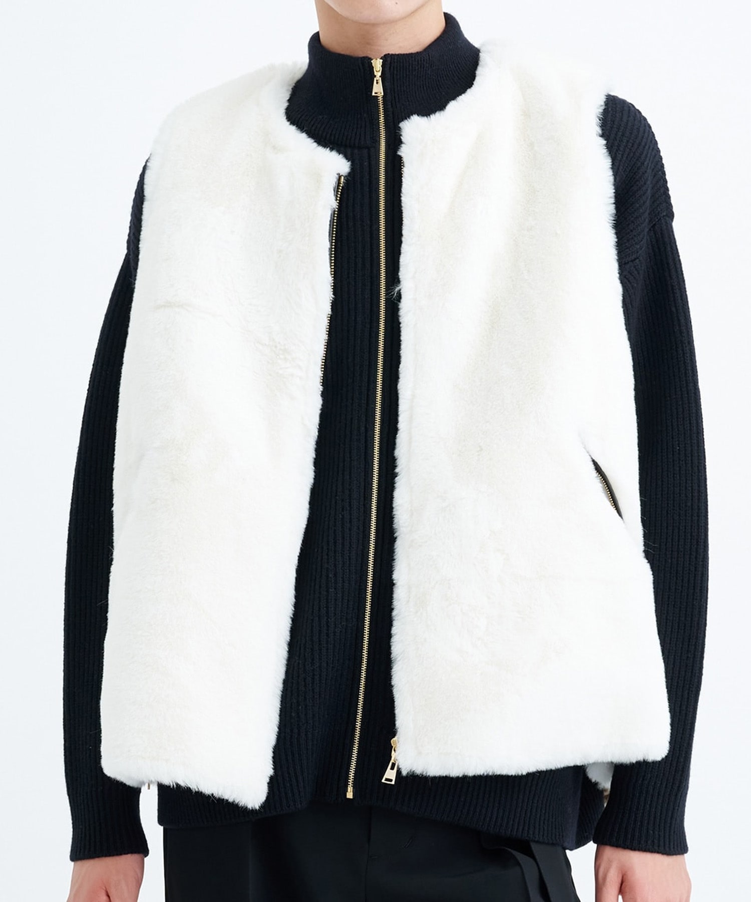 Side Open Eco Fur Zip Vest