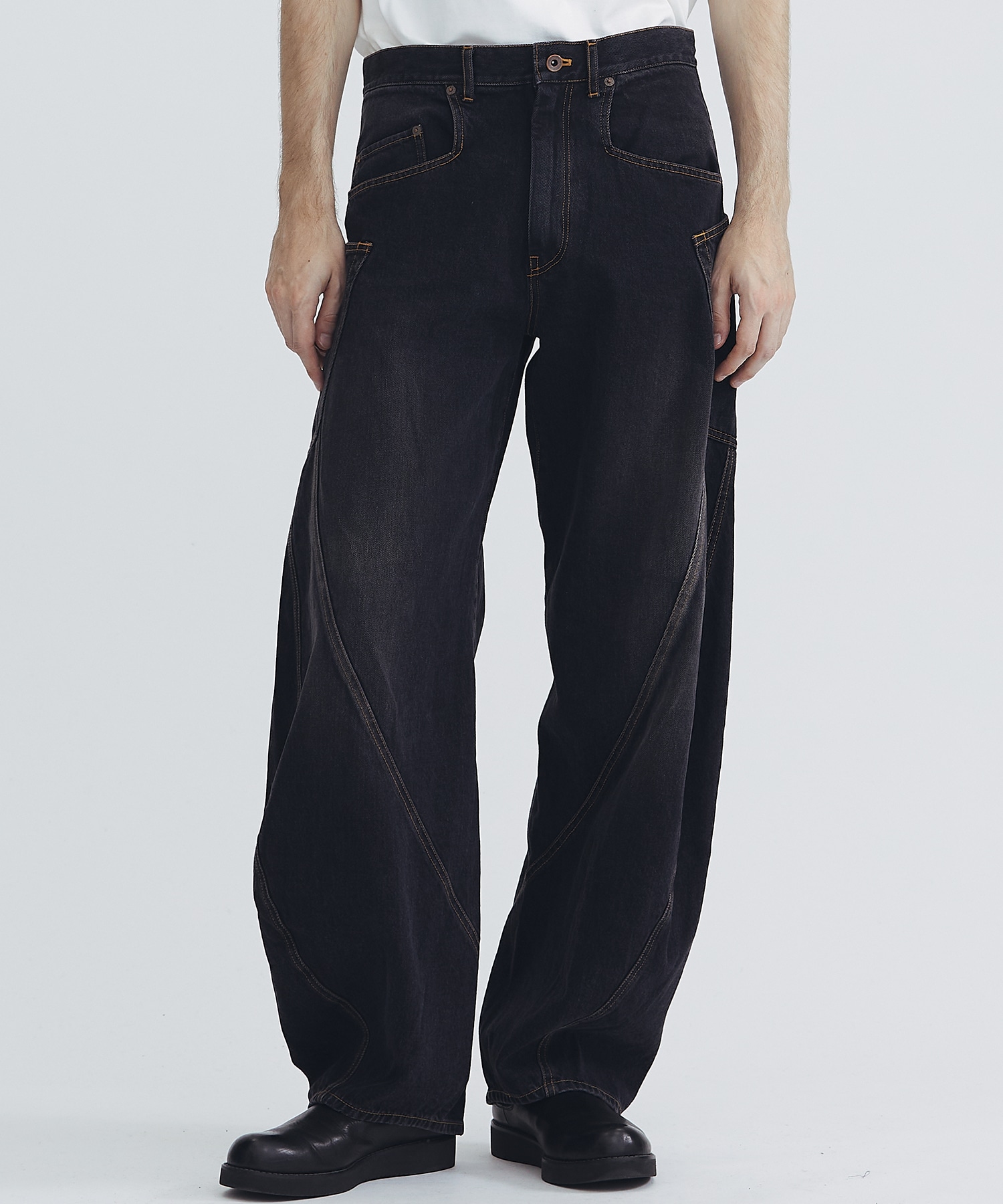 KHOKI DRAPED DENIM PANTS | www.inodrone.ma