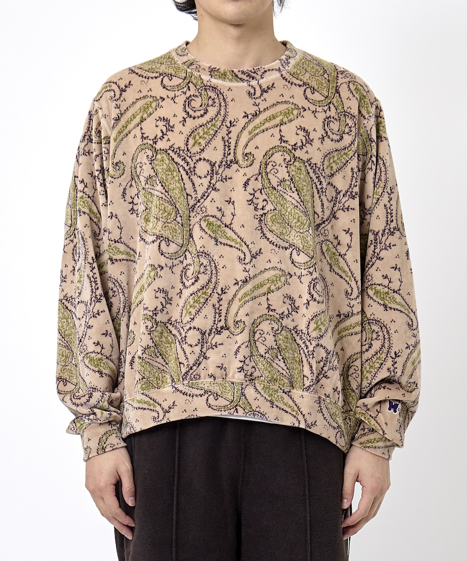 Crew Sweat Shirt - C/PE Paisley Velour Jq.