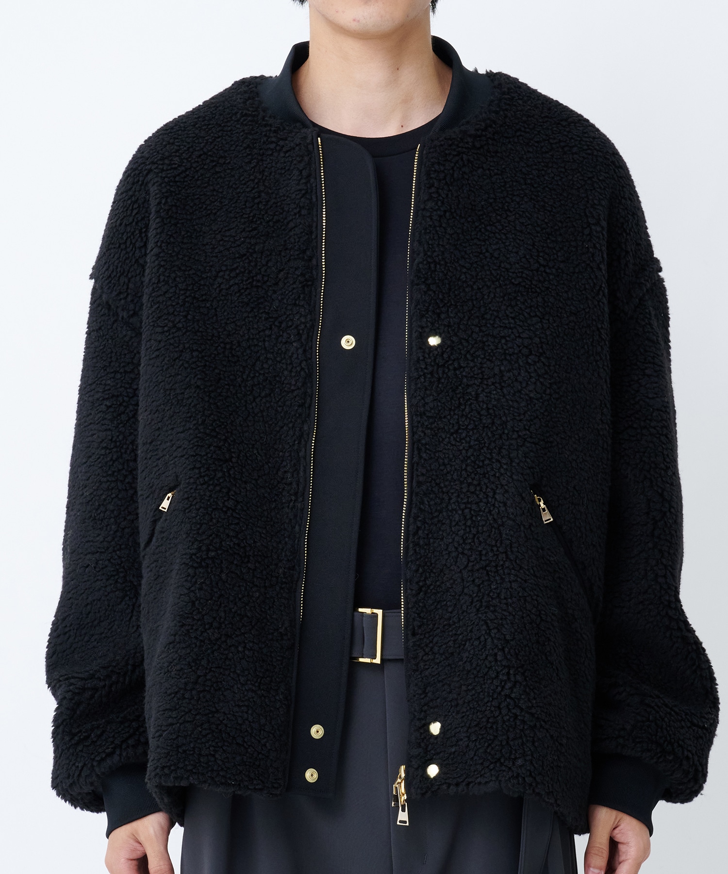 Wool Boa Front Zip Blouson