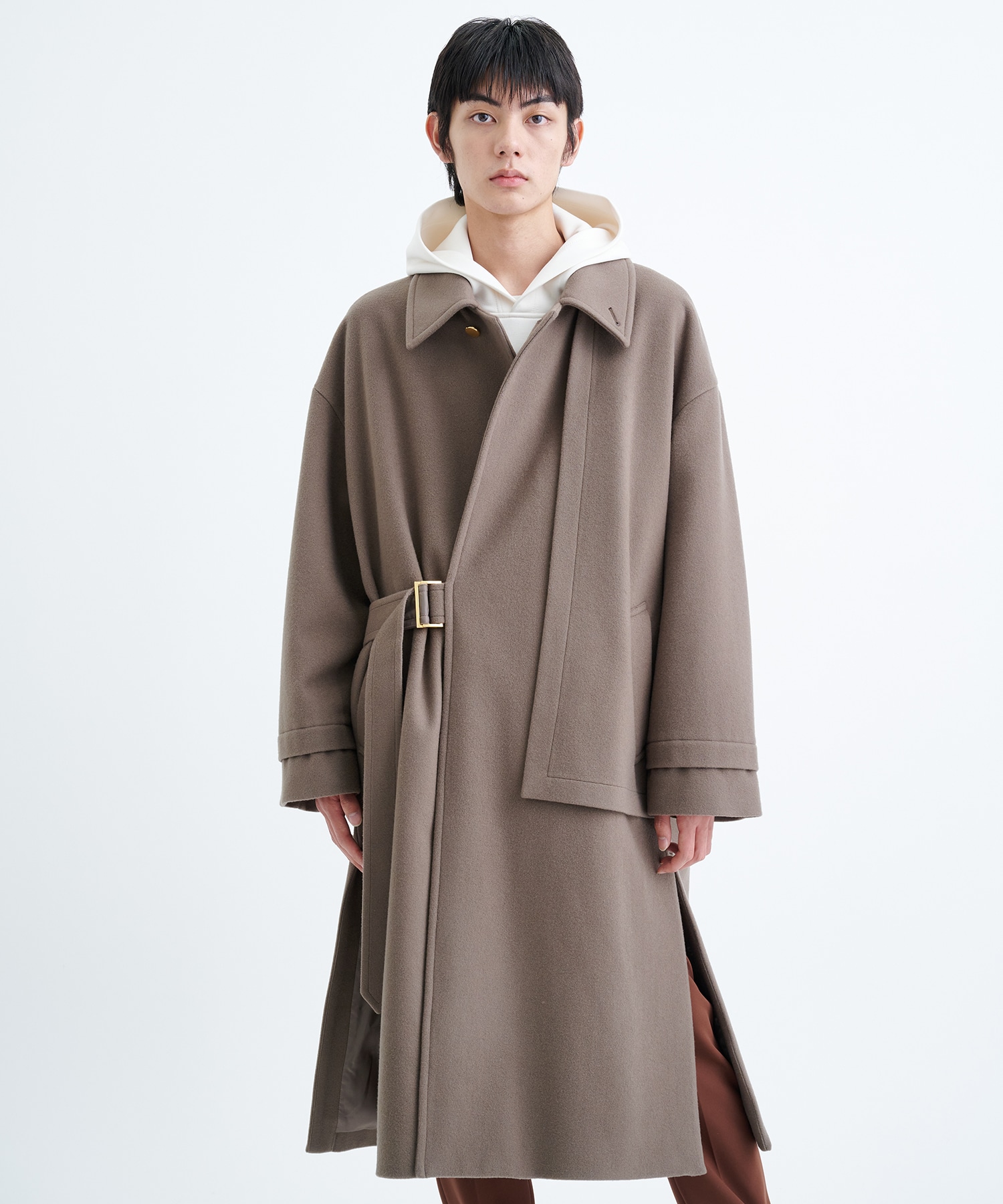 Compressed Melton Tie Locken Coat