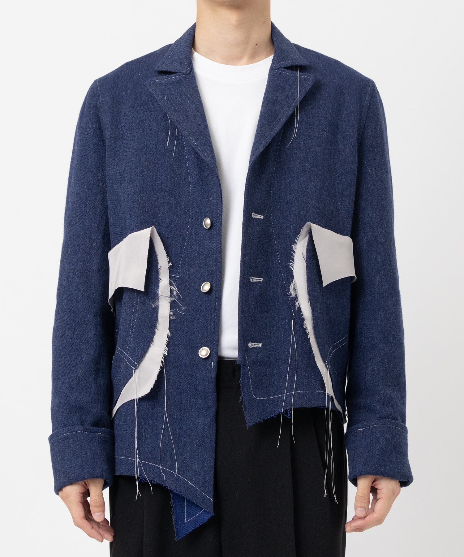 WOOL-DENIM LONG SLEEVE JACKET