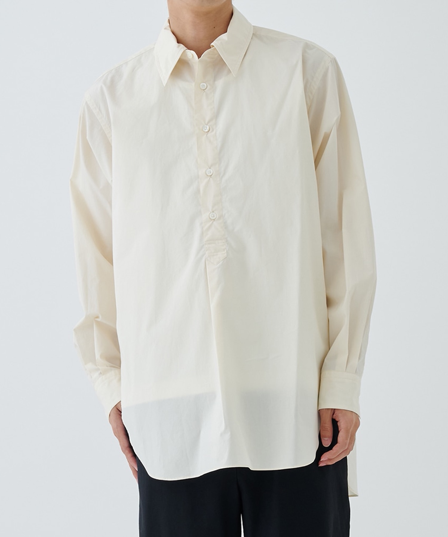 ORGANIC GIZA TYPEWRITER W COLLAR LONG SHIRT