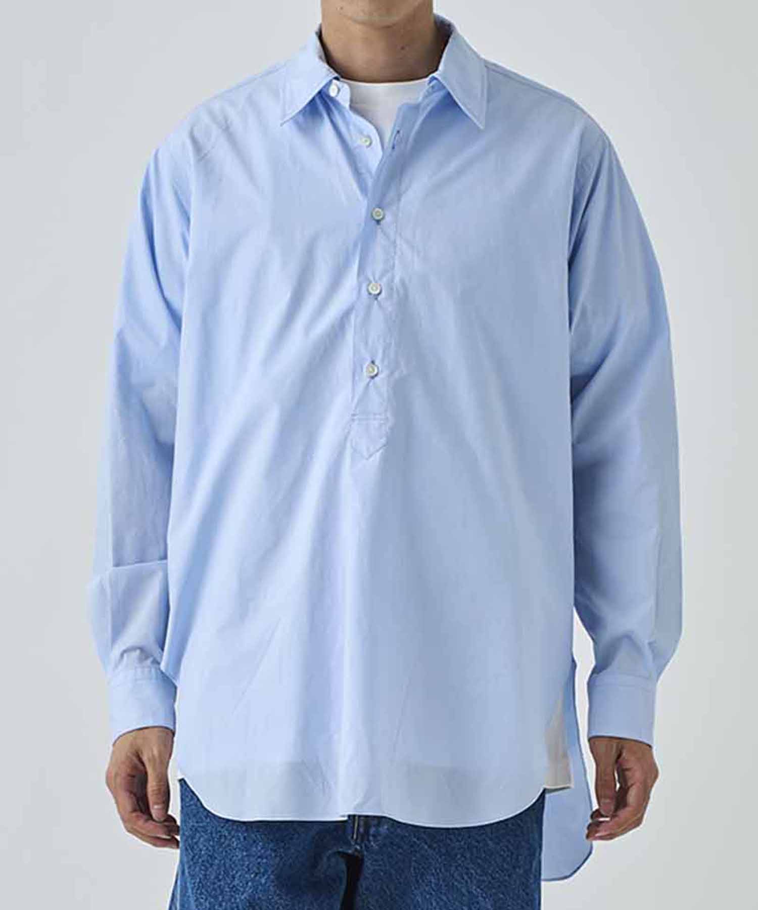 ORGANIC GIZA TYPEWRITER W COLLAR LONG SHIRT