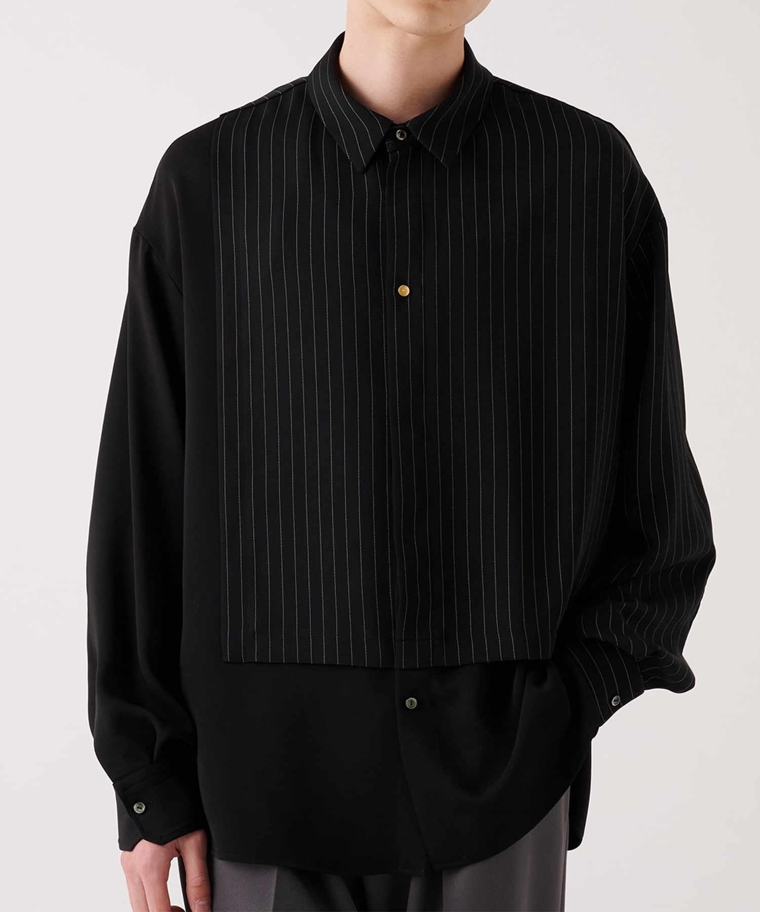 Double Cloth Asymmetrical Stripe Shirt