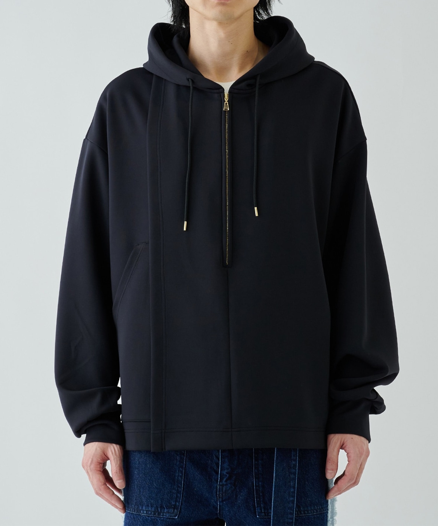 Double Knit Asymmetrical Half Zip Hoodie