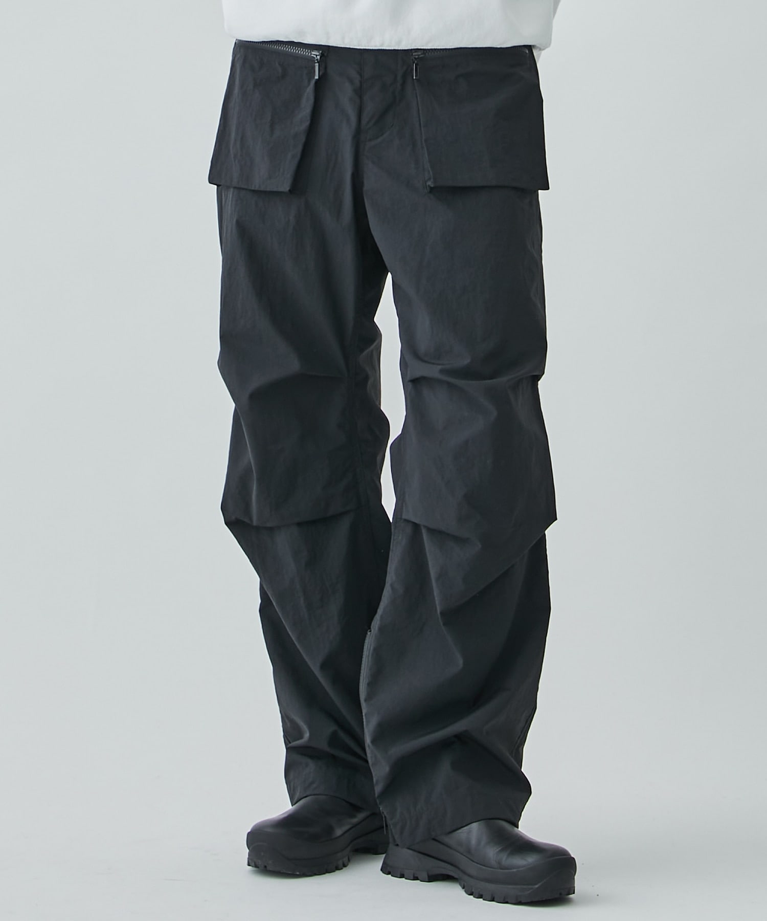 Cargo Pocket Nylon Wide Trousers