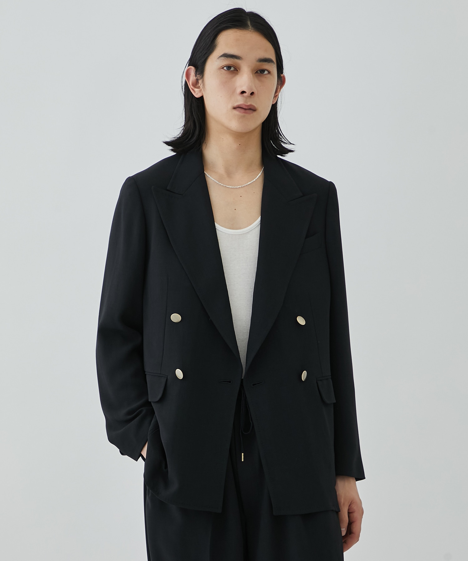 MELANGE TWILL DOUBLE BREASTEAD JACKET(METAL BUTTON)