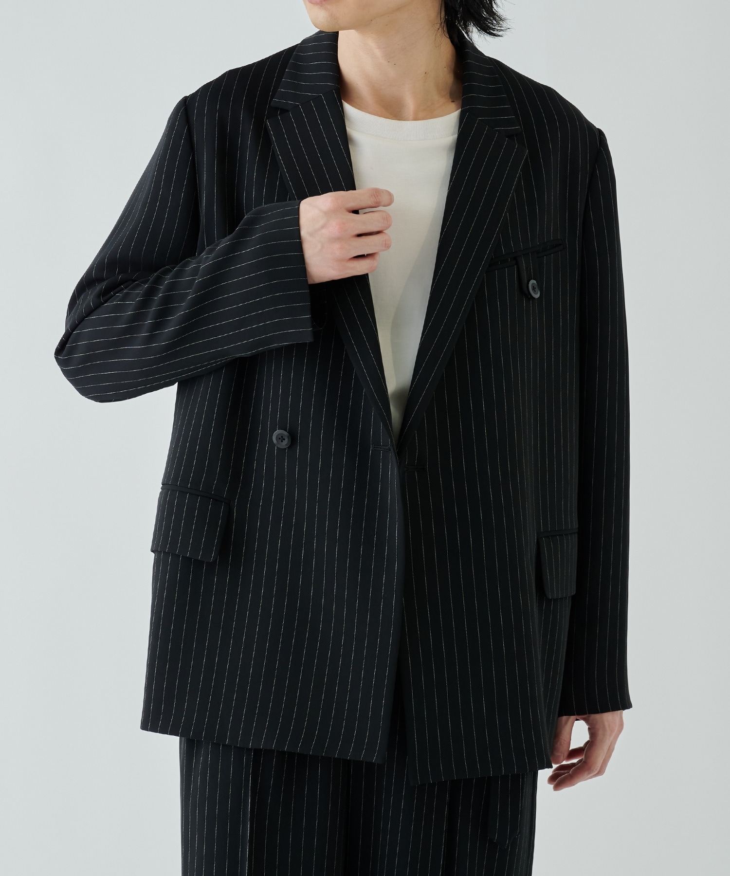 Stripe Double Cloth  Tailored Jacket