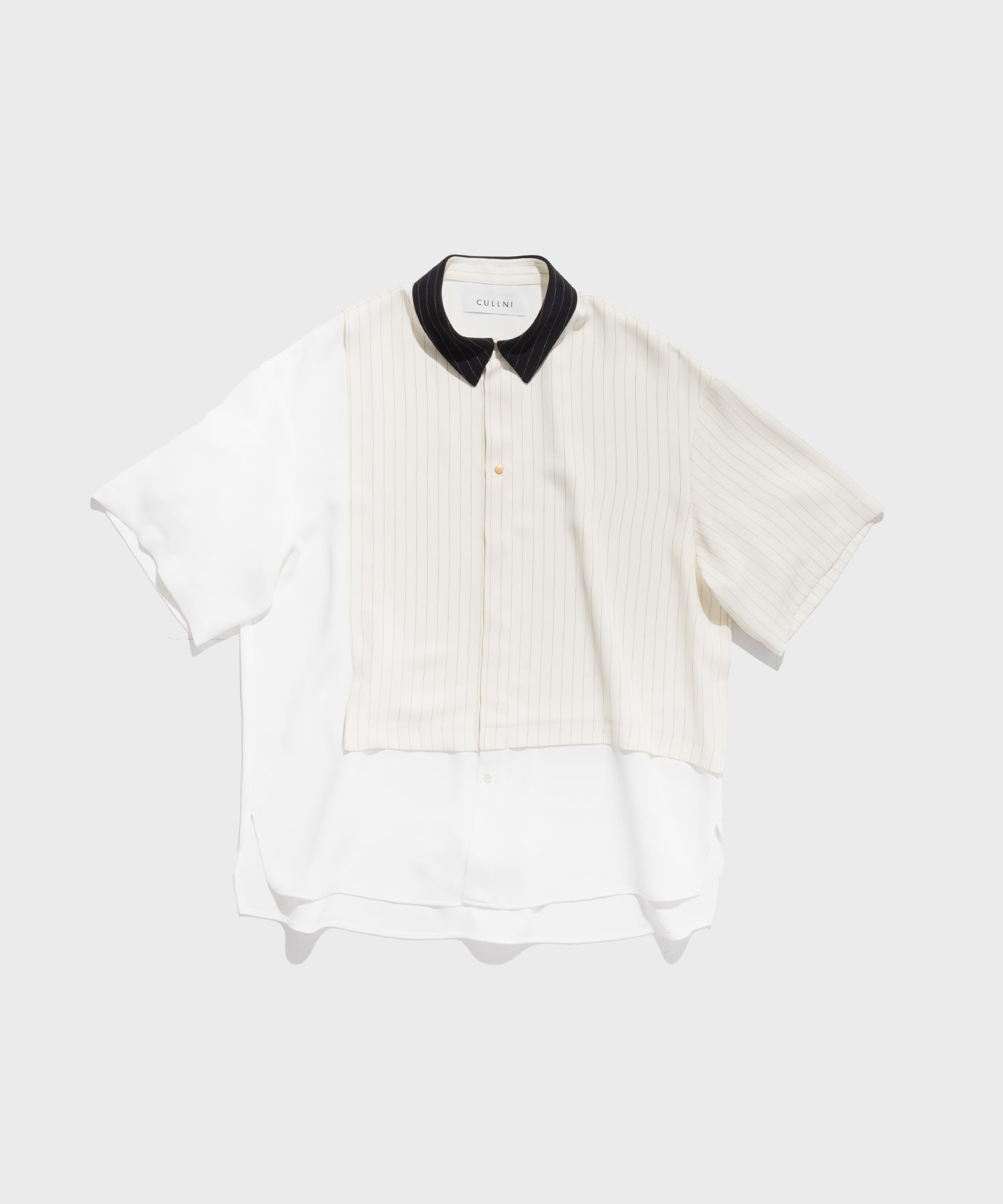 Double Cloth AsymmetricalStripe Short Sleeve Shirt