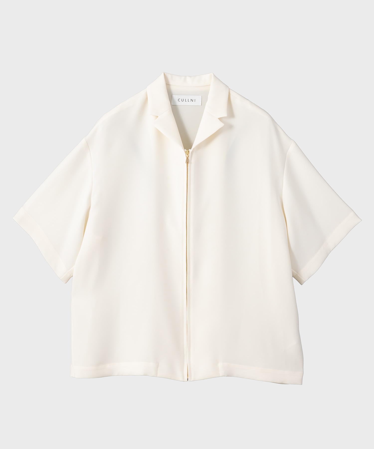 Double Satin Mini Taillored Zip Short Sleeve Shirt
