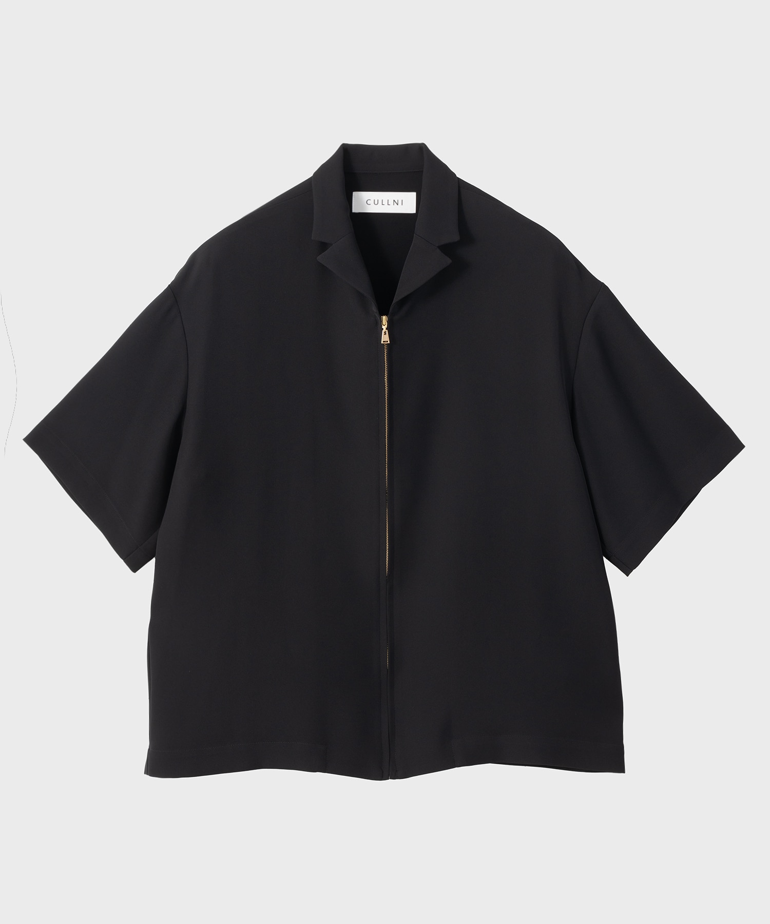 Double Satin Mini Taillored Zip Short Sleeve Shirt