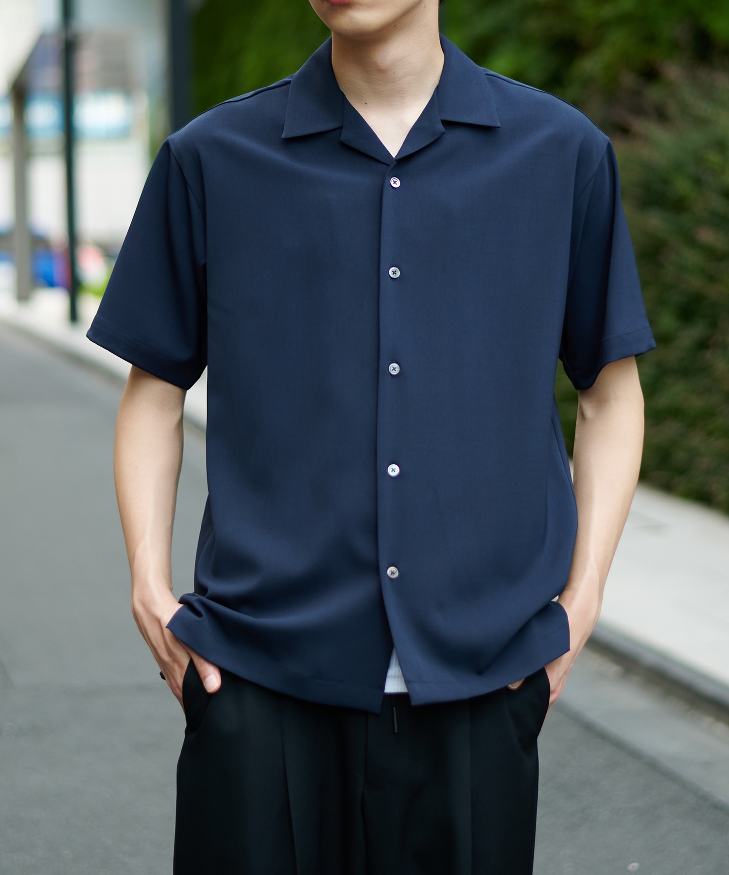 DRY TWILL OPEN COLLAR S/S SHIRT