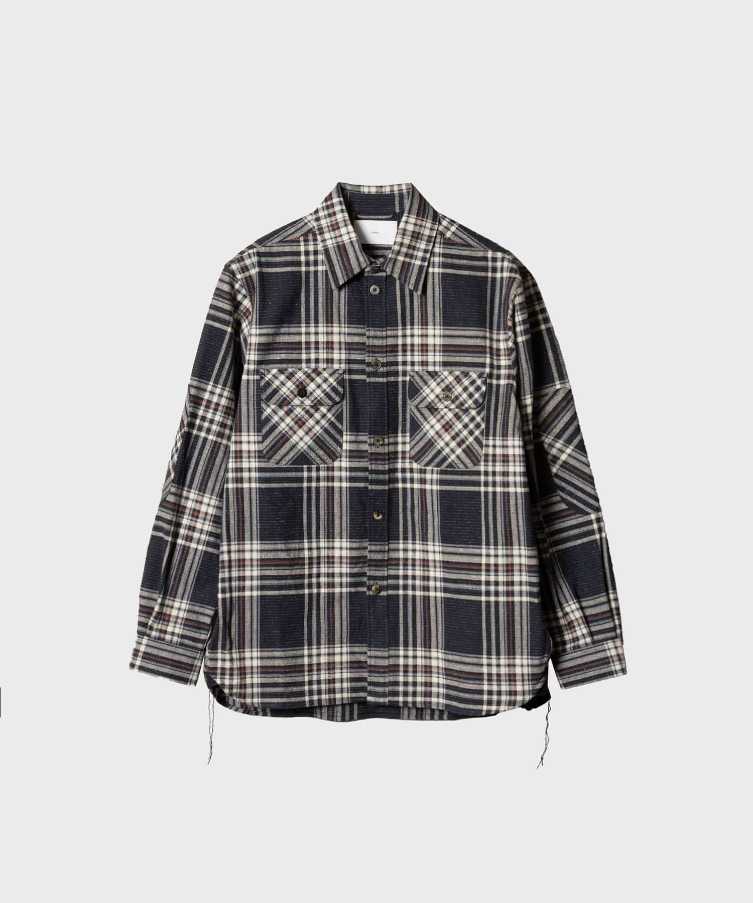 JAZZ NEP OMBRE PLAID ELBOW PATCH BLOUSE
