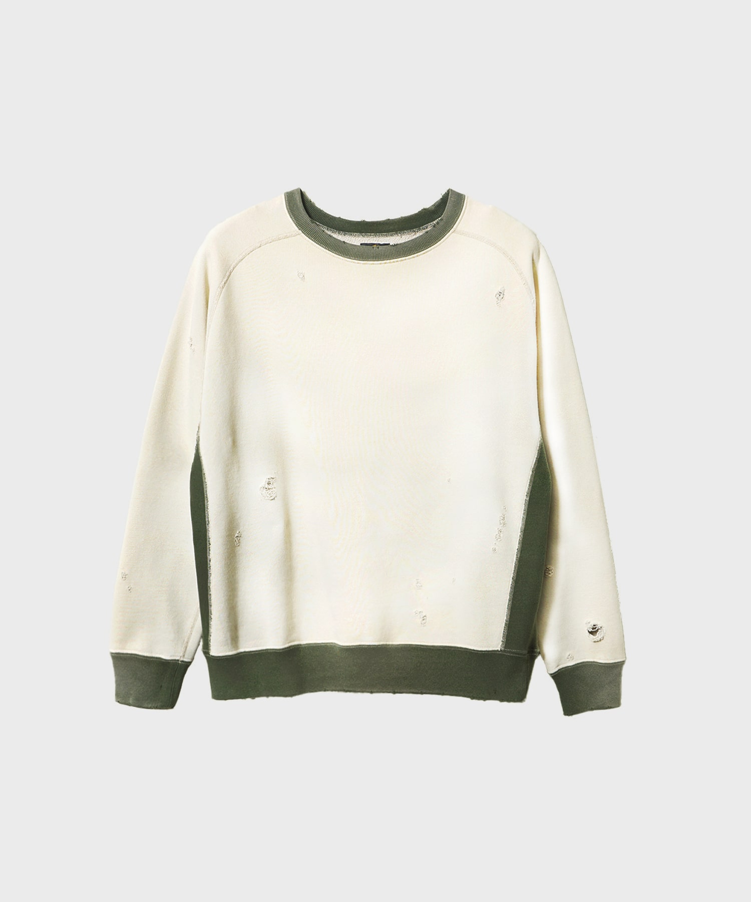 2-Tone Crew Neck Sweat Shirt - Cotton French Terry