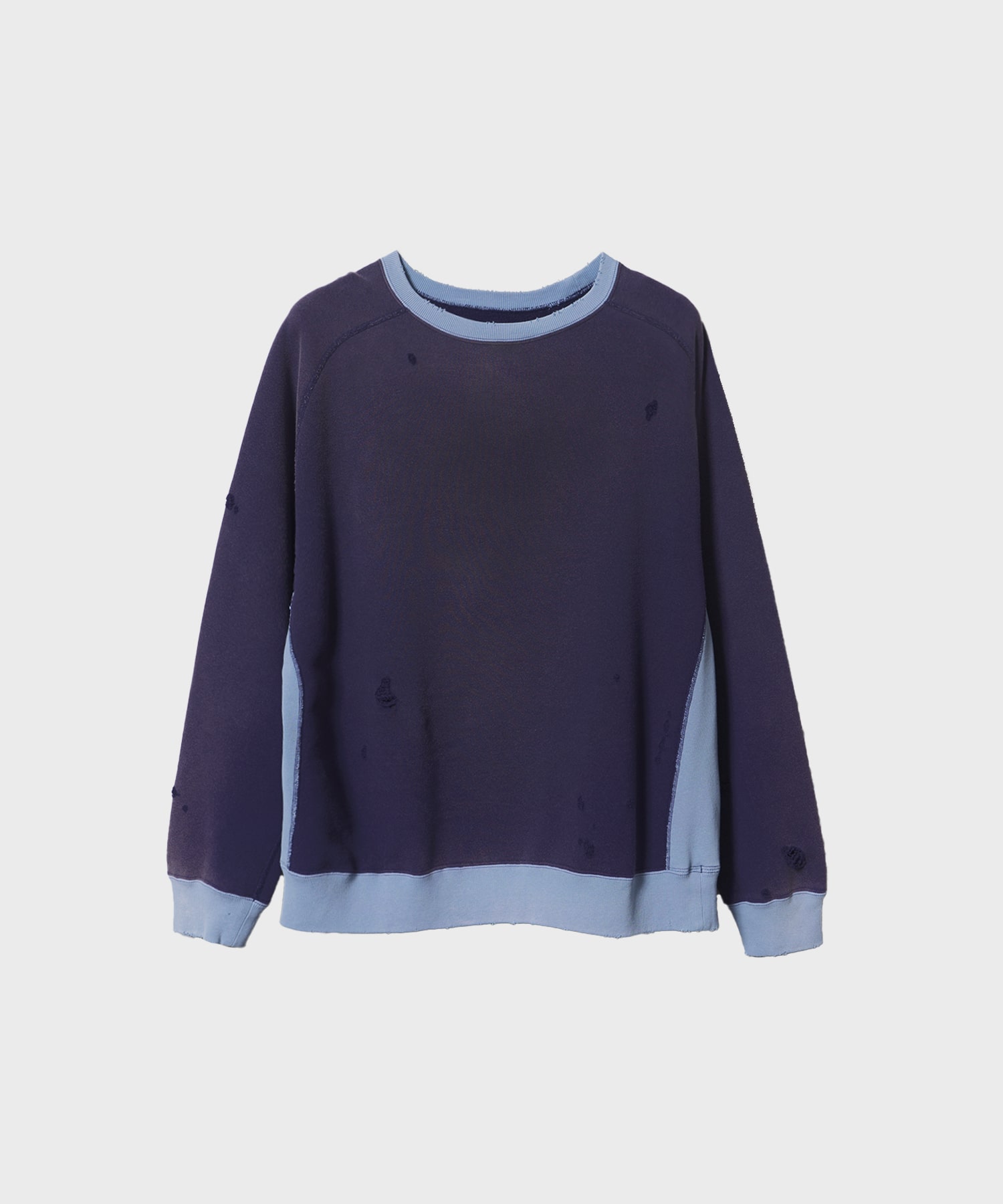 2-Tone Crew Neck Sweat Shirt - Cotton French Terry