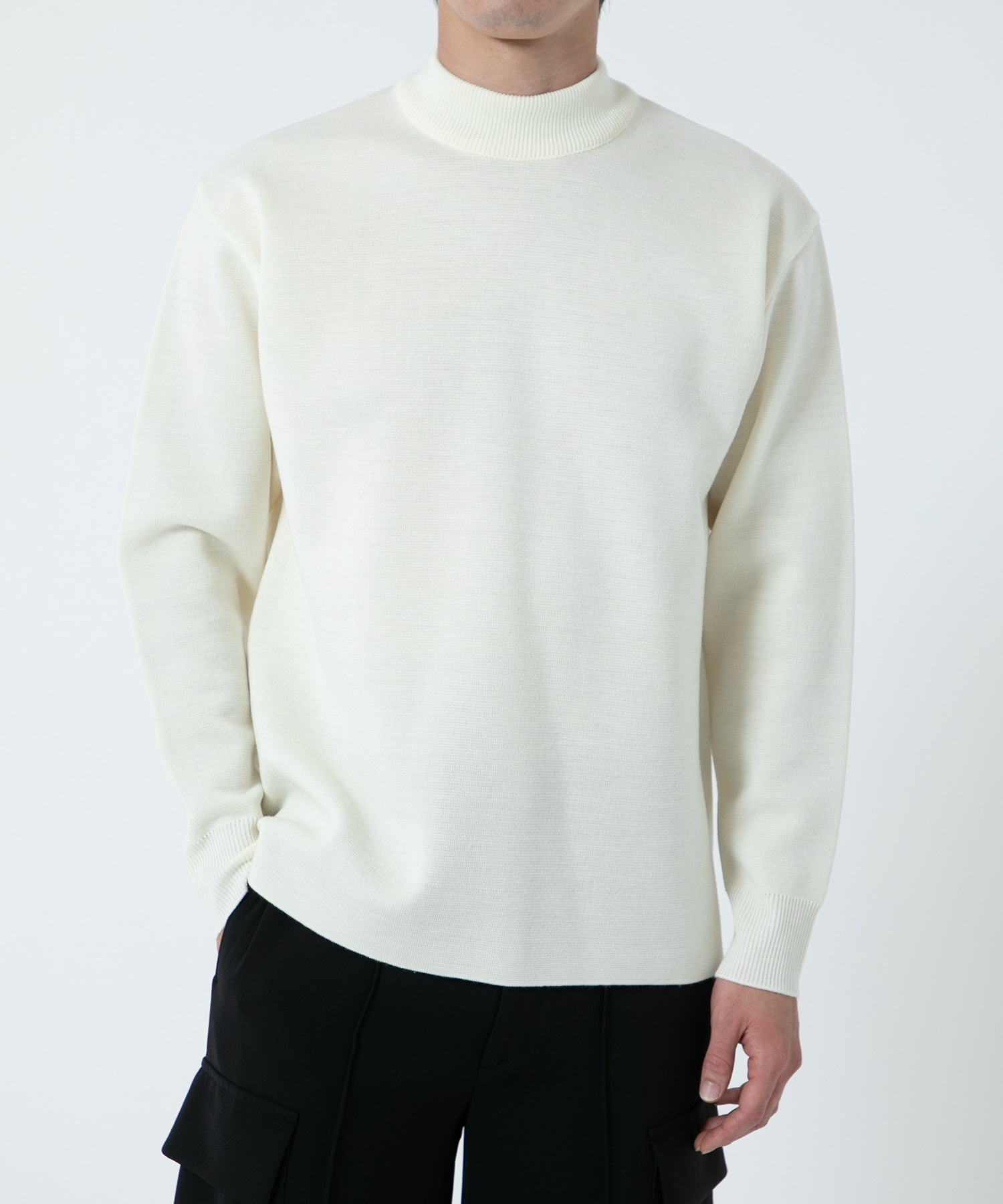 WOOL MILANO RIB MOCK NECK KNIT