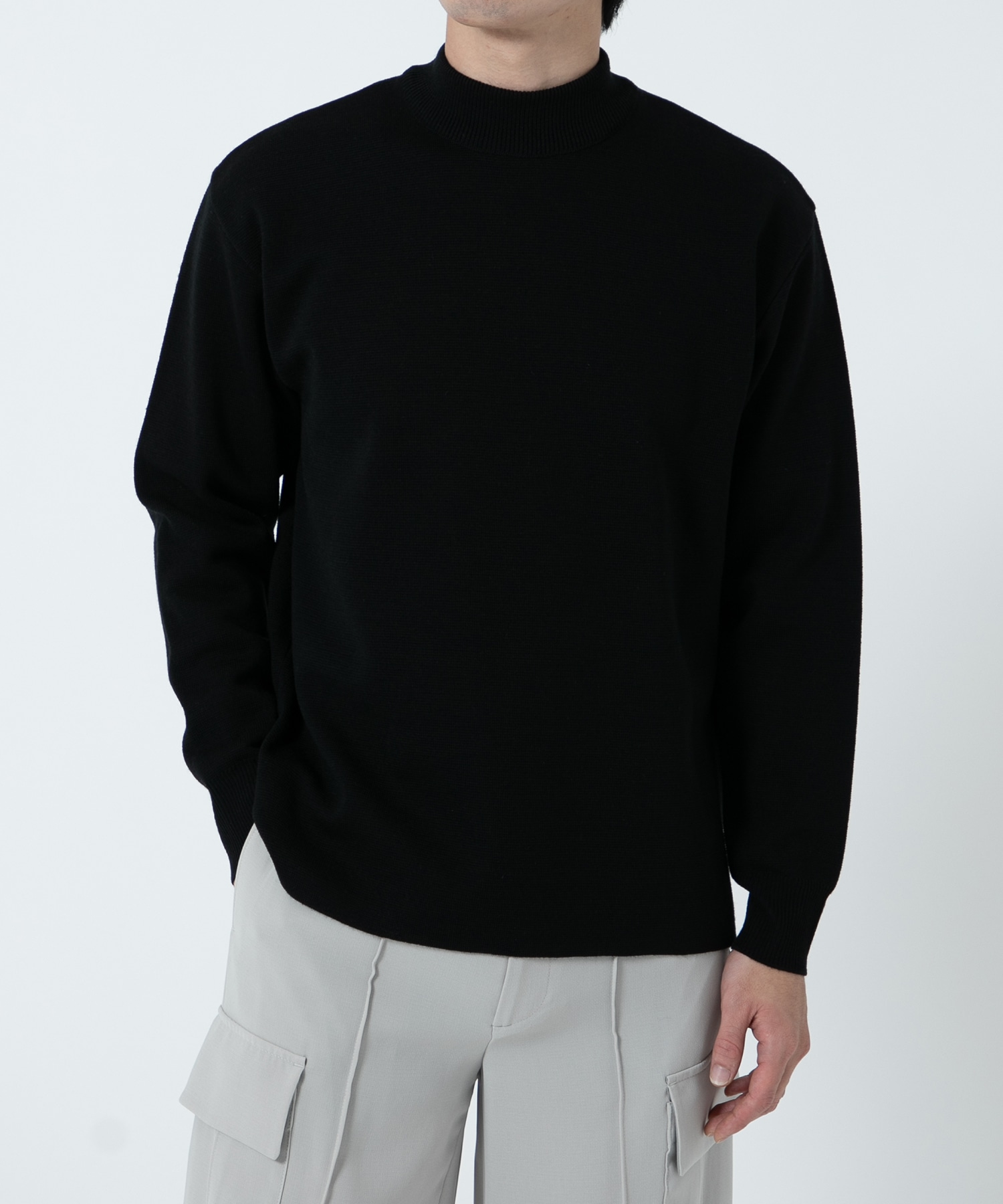 WOOL MILANO RIB MOCK NECK KNIT