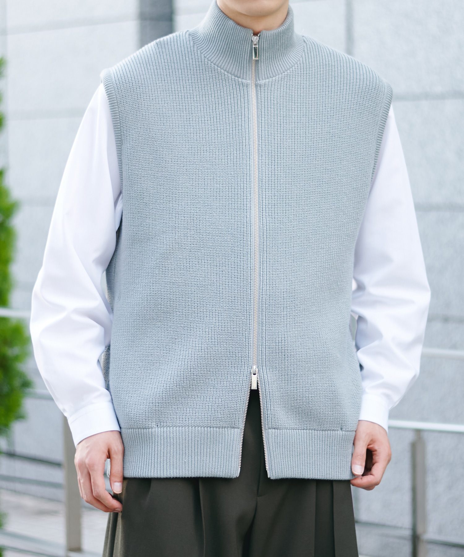 WOOL ZIP OVER SIZE DRIVERS VEST