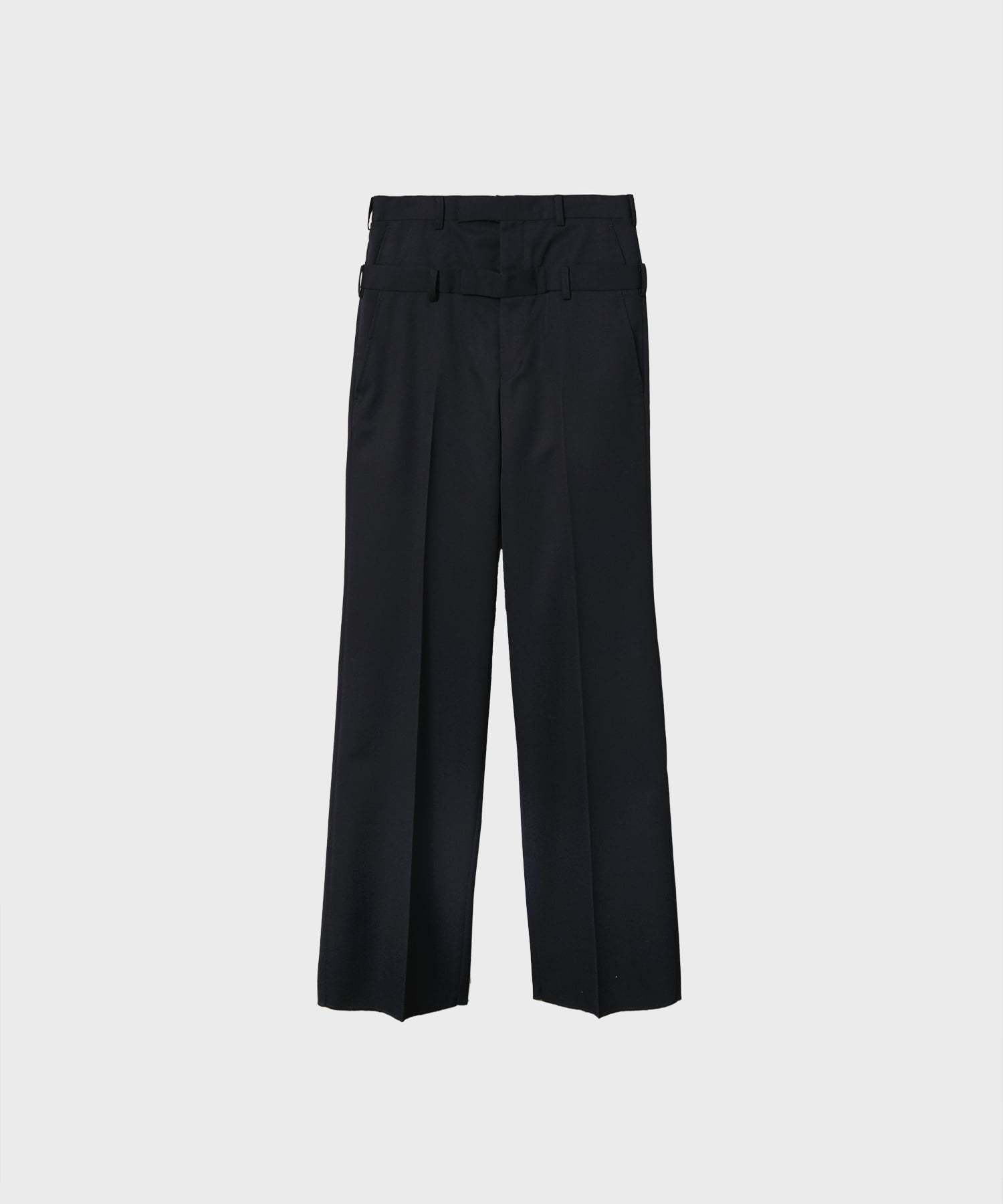 WOOL GABARDINE DOUBLE STACKED TROUSERS