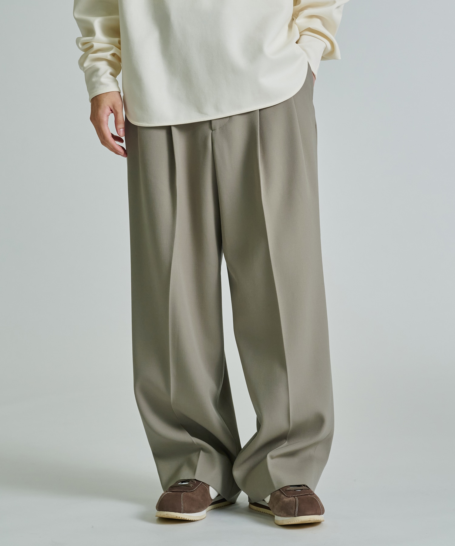 RERACS BELTED TUCK SLACKS