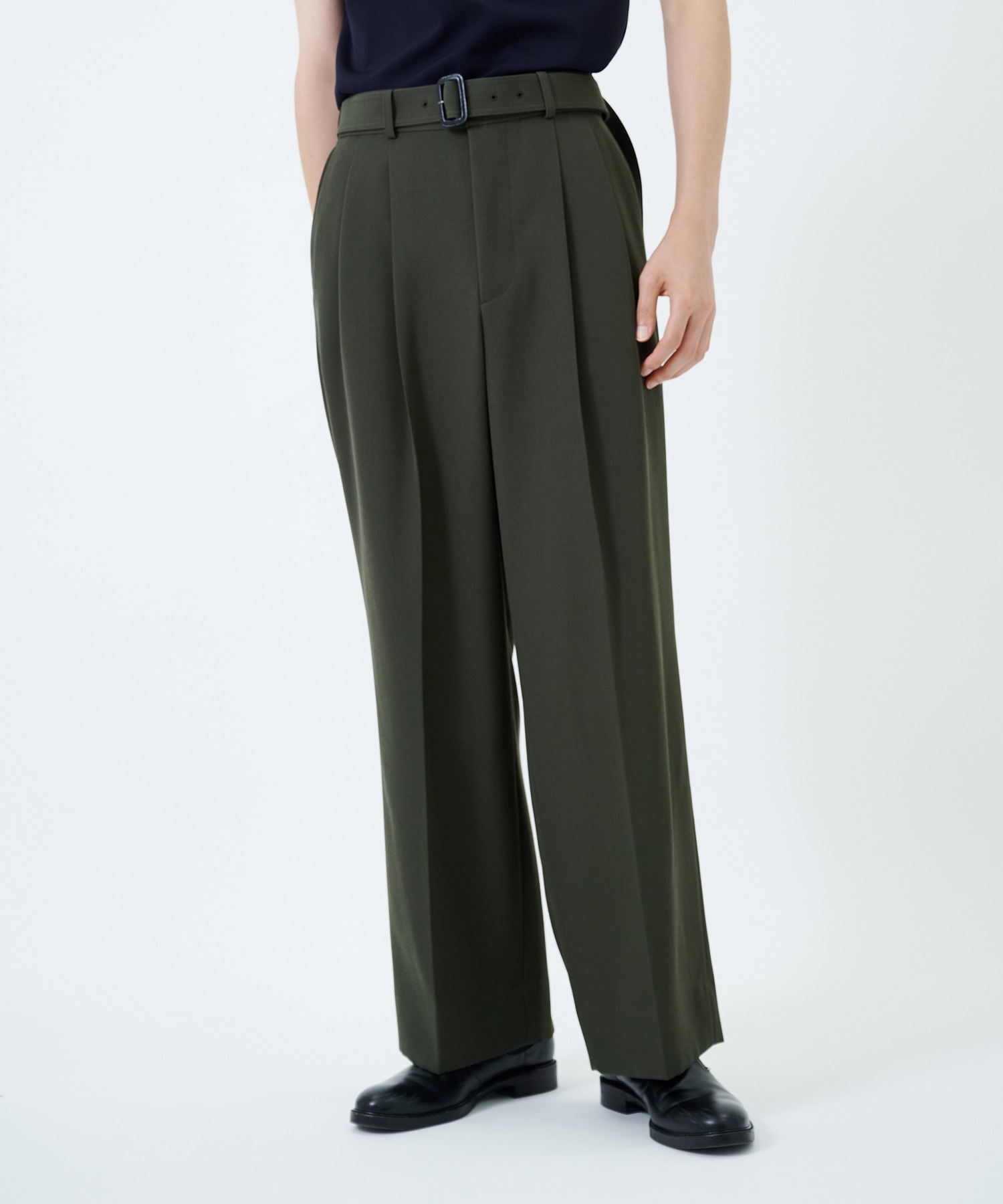 RERACS BELTED TUCK SLACKS