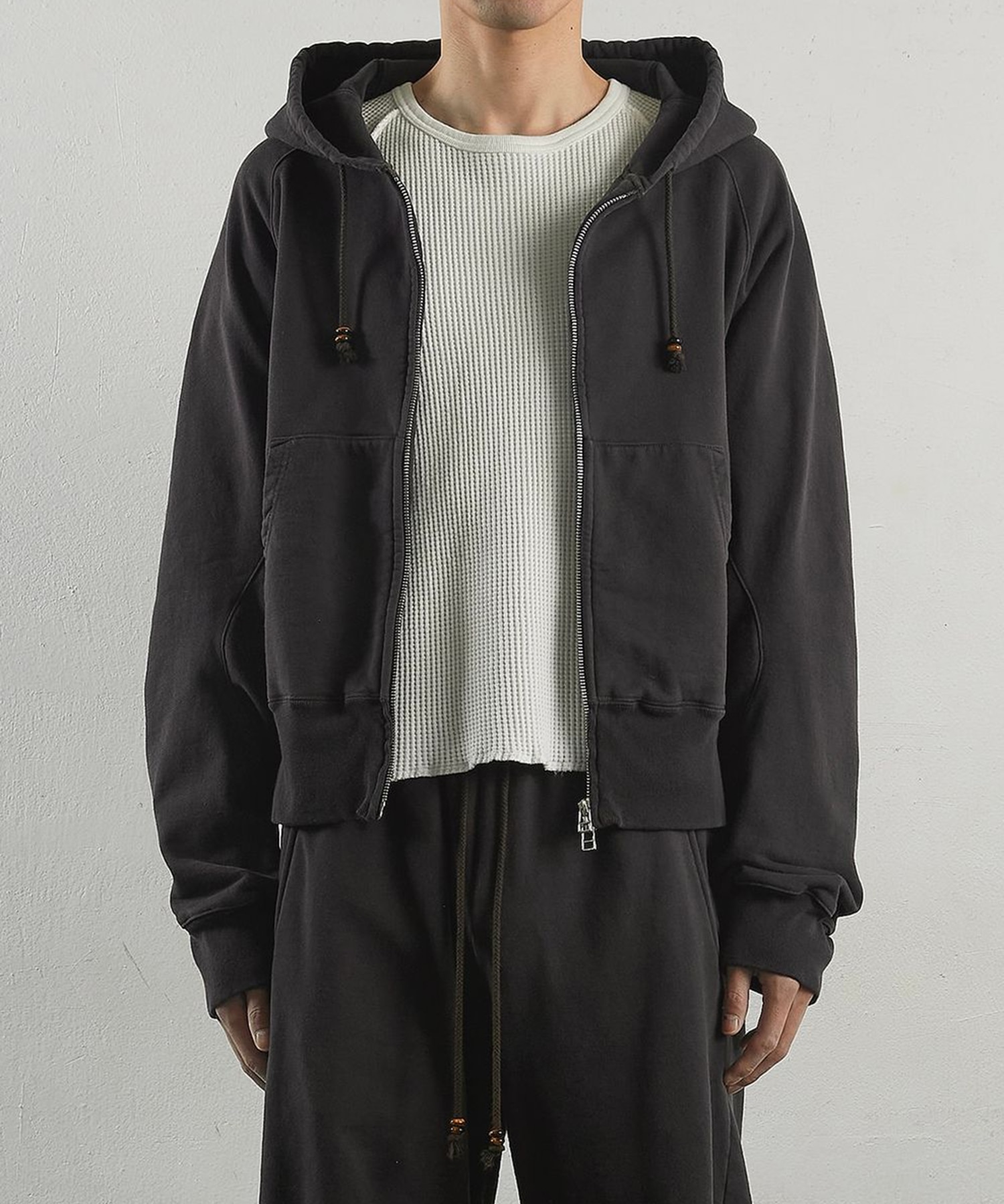 PANELLED ZIP UP HOODIE